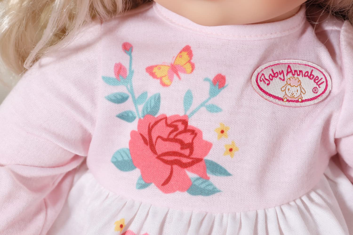 Baby Annabell Sophia – 43 cm miękka lalka z włosami do stylizacji – odpowiednia dla dzieci w wieku od 2 lat, idealna lalka dla małych dzieci i młodszych dzieci – zawiera lalkę, szczotkę do włosów i strój, 706572
