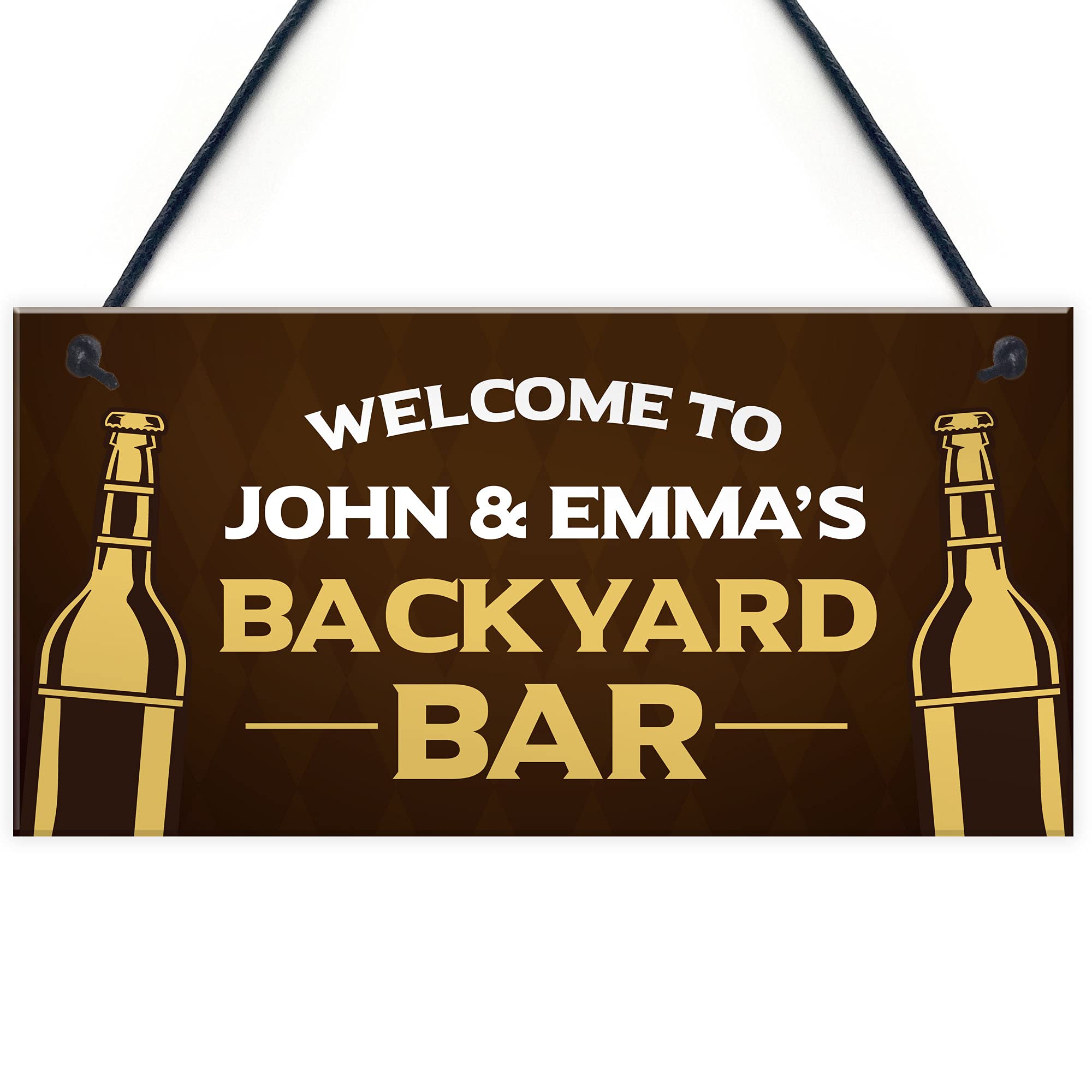 Novelty Backyard Bar Sign Hanging Garden Sign Personalised Alcohol Beer Gift