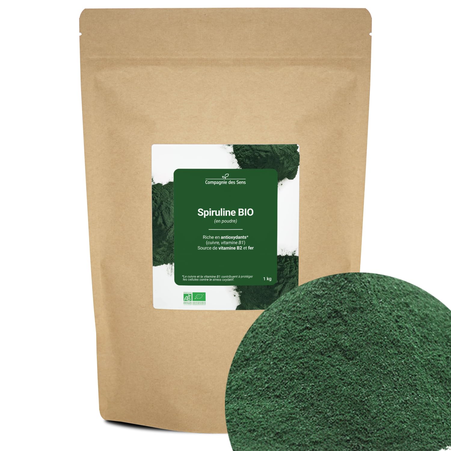 Spiruline BIO (poudre) - La Compagnie des Sens - 1kg - Fer, Antioxydants & Vitamines B