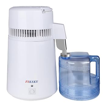 Water Distiller 1.1 Gallon Machine for Home, 4L Distilled Water Maker Countertop 6 Gallons/Day for CPAP Lab Dental Office, Citric Acid Powder, 4 Carbon Bags
