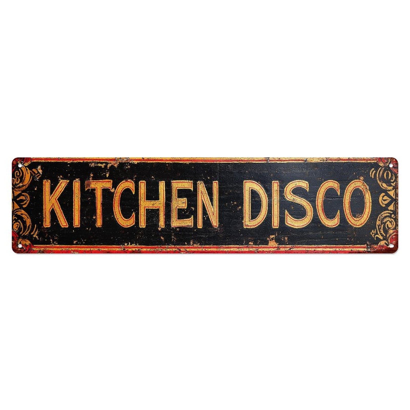 Kitchen Disco Sign Pattern Metal Tin Sign Plaque