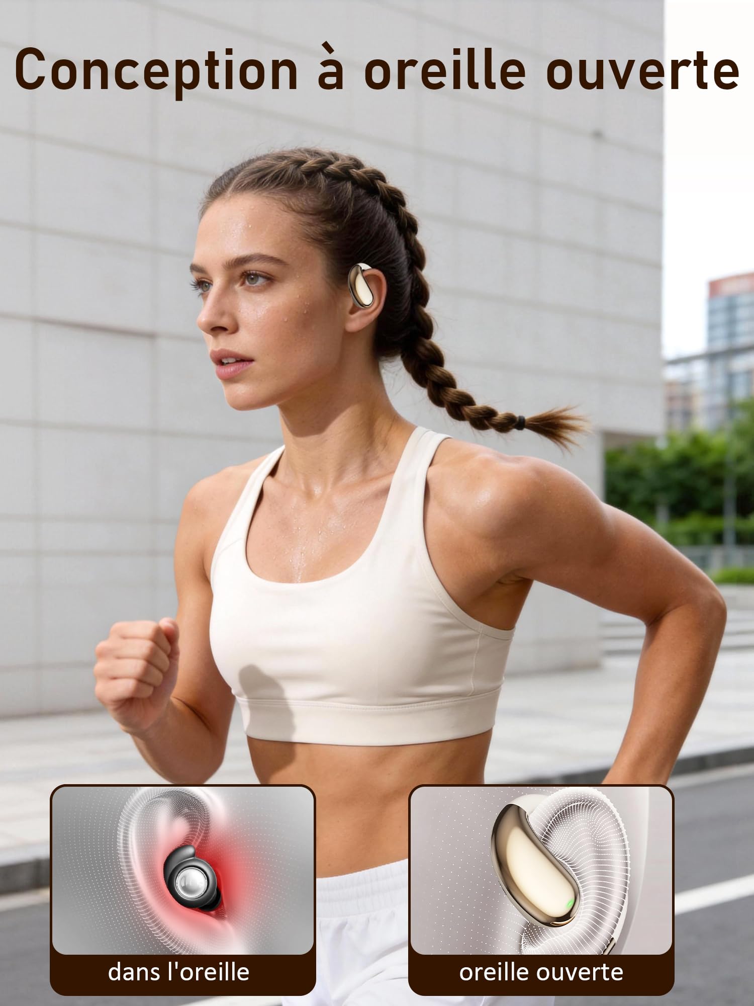 AI Ecouteur Traducteur Instantané Vocal Bluetooth 6.0 Ecouteurs sans Fil Open Ear 156 Langues 3 en 1 Traducteur Vocal