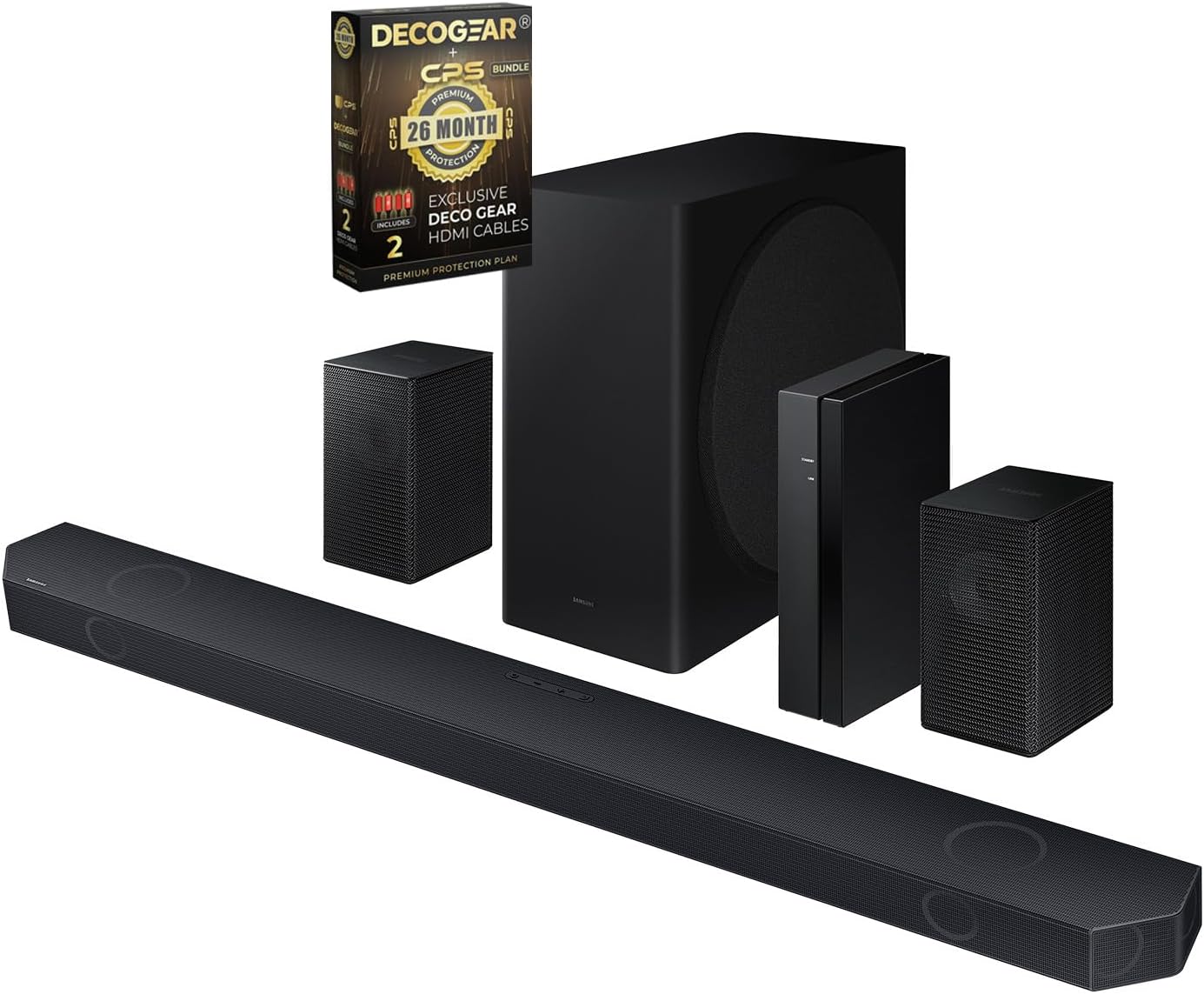 SAMSUNG Q-Series 9.1.2 ch. Wireless Dolby Atmos Soundbar, Q-Symphony, HW-Q910D, (2024) Bundle with CPS 1-Year Enhanced Protection Pack