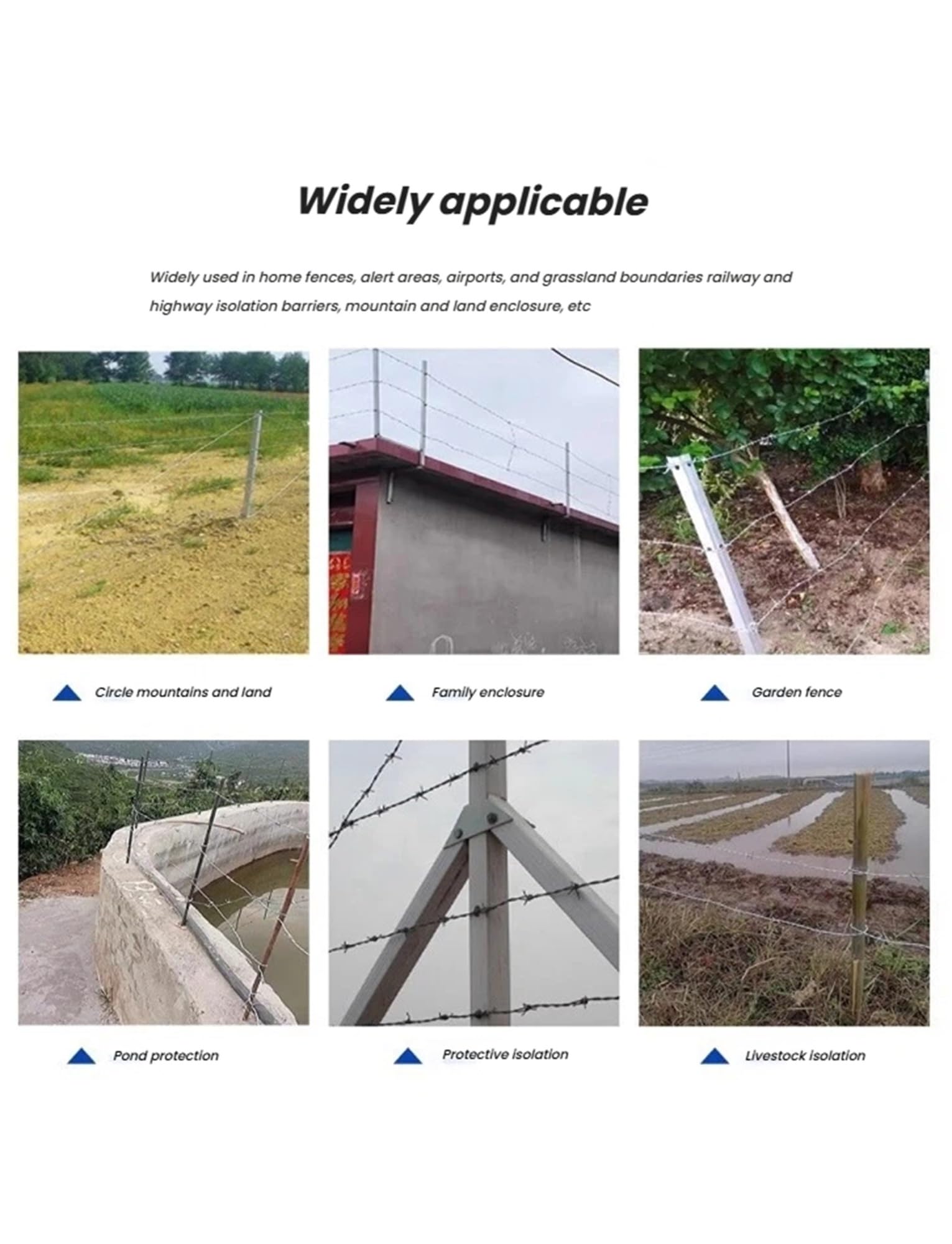 Rollo de Alambre de púas galvanizado de 200 m para cercas de Seguridad para Ganado, Exteriores, hogar y jardín. Solución de Alambre Duradero de 4 Puntos para una protección perimetral eficaz