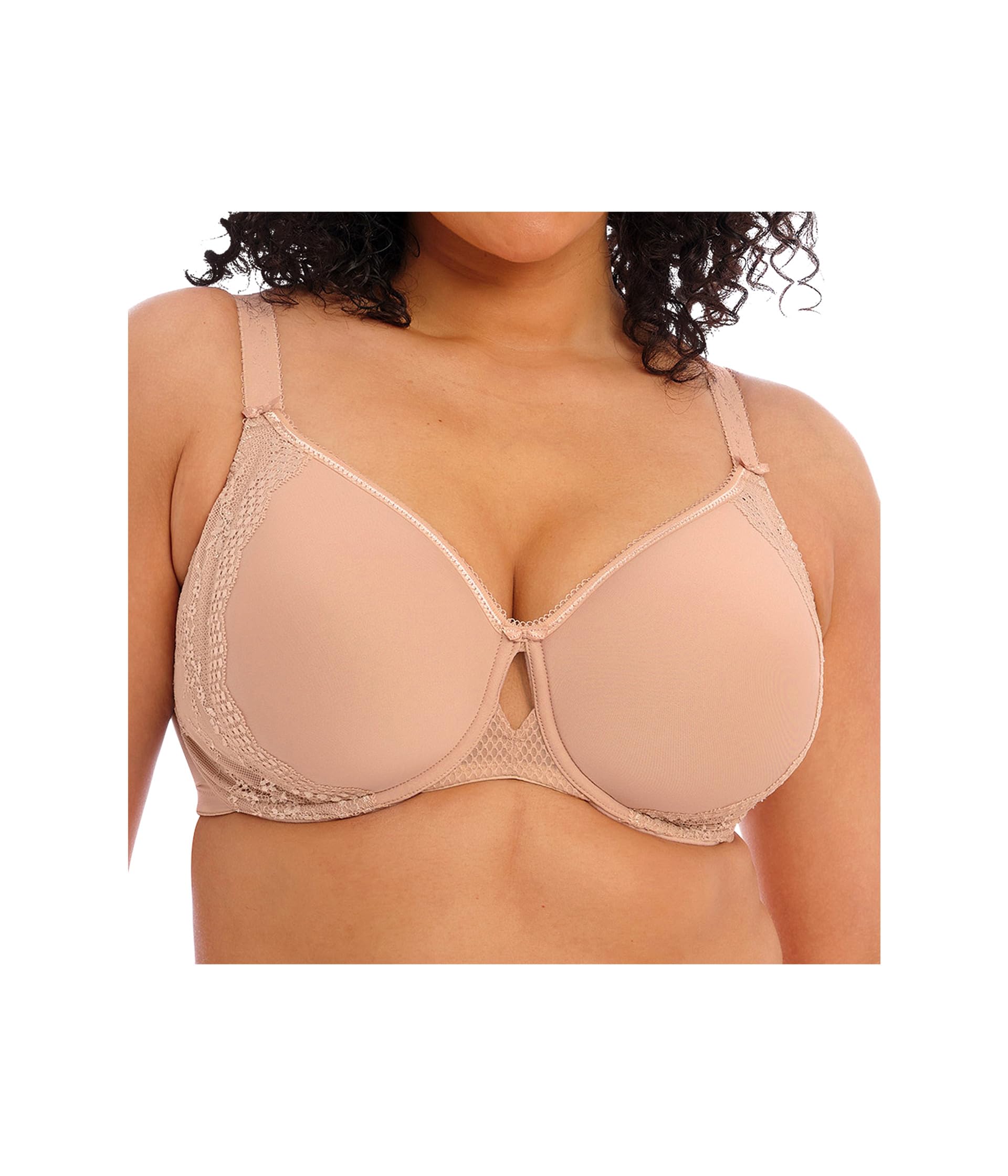 Elomi Women's Charley Bra: Stretch Lace & Mesh, Racerback Option. Low Plunge UK jj, Us Sizes D-n, Opaque, Fawn, 40H