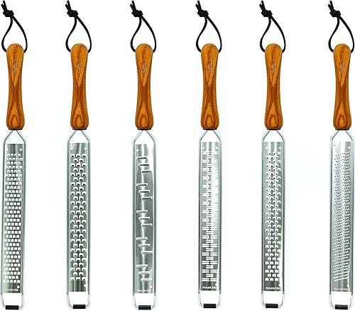 Miniatura 2 de Bisetti Rallador ultra grueso de acero inoxidable con mango de madera de olivo, 15.6 in