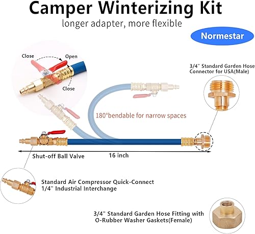 Miniatura 4 de Kit de invernadero para caravana kit de aspersión de invierno con válvula de cierre línea de agua RV de 16 pulgadas compresor de aire adaptado para