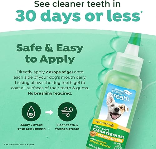 Miniatura 3 de TropiClean Fresh Breath - Gel para el cuidado bucal de los dientes limpios para perros - Gel de pasta de dientes para el cuidado dental ayuda a