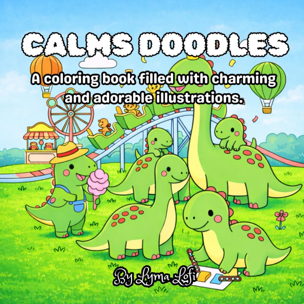Calms Doodles: A coloring book filled with charming and adorable illustrations.