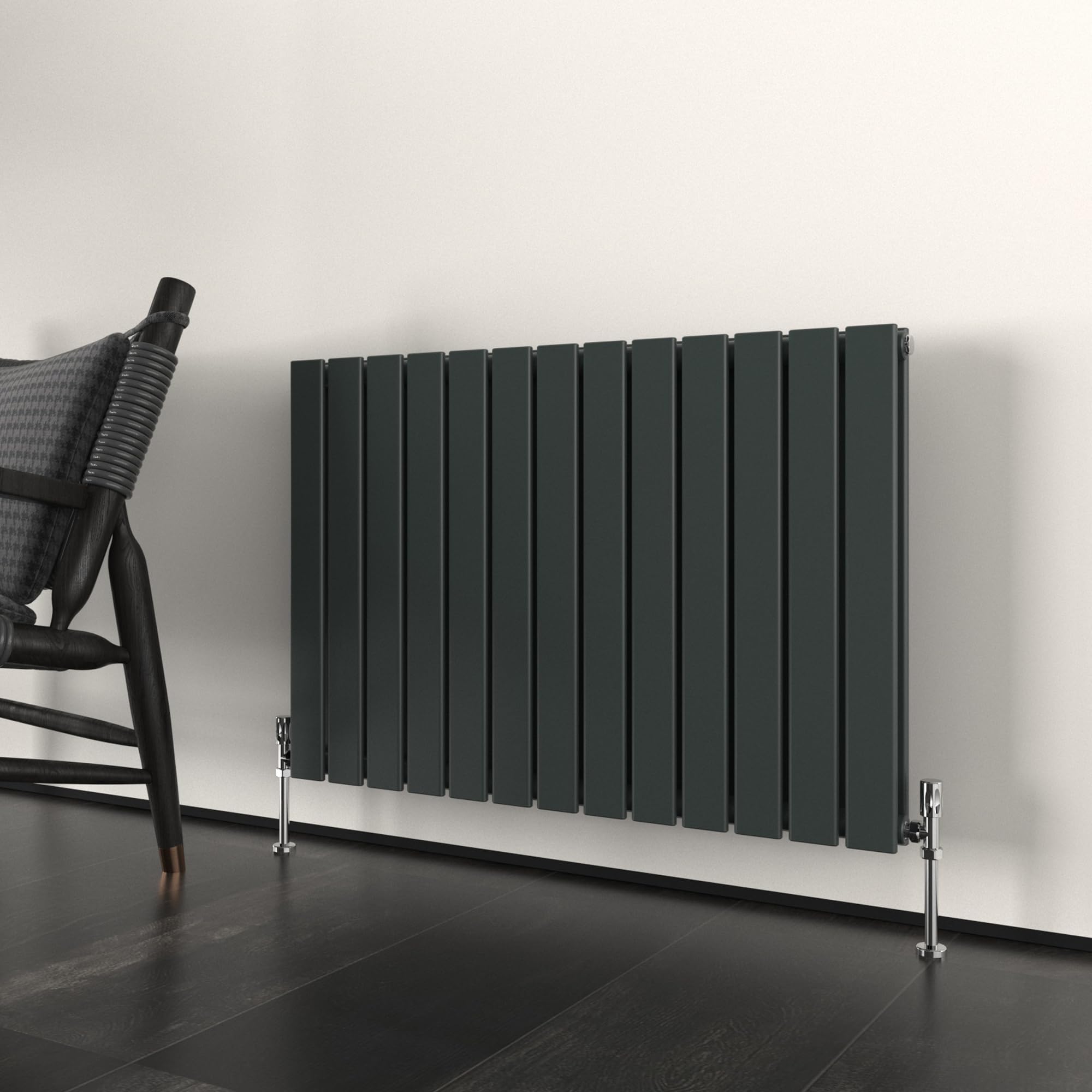 T&K 600x884mm Horizontal Radiator Anthracite Flat Panel Radiator Double Panel Designer Radiator Modern Central Heating Rads