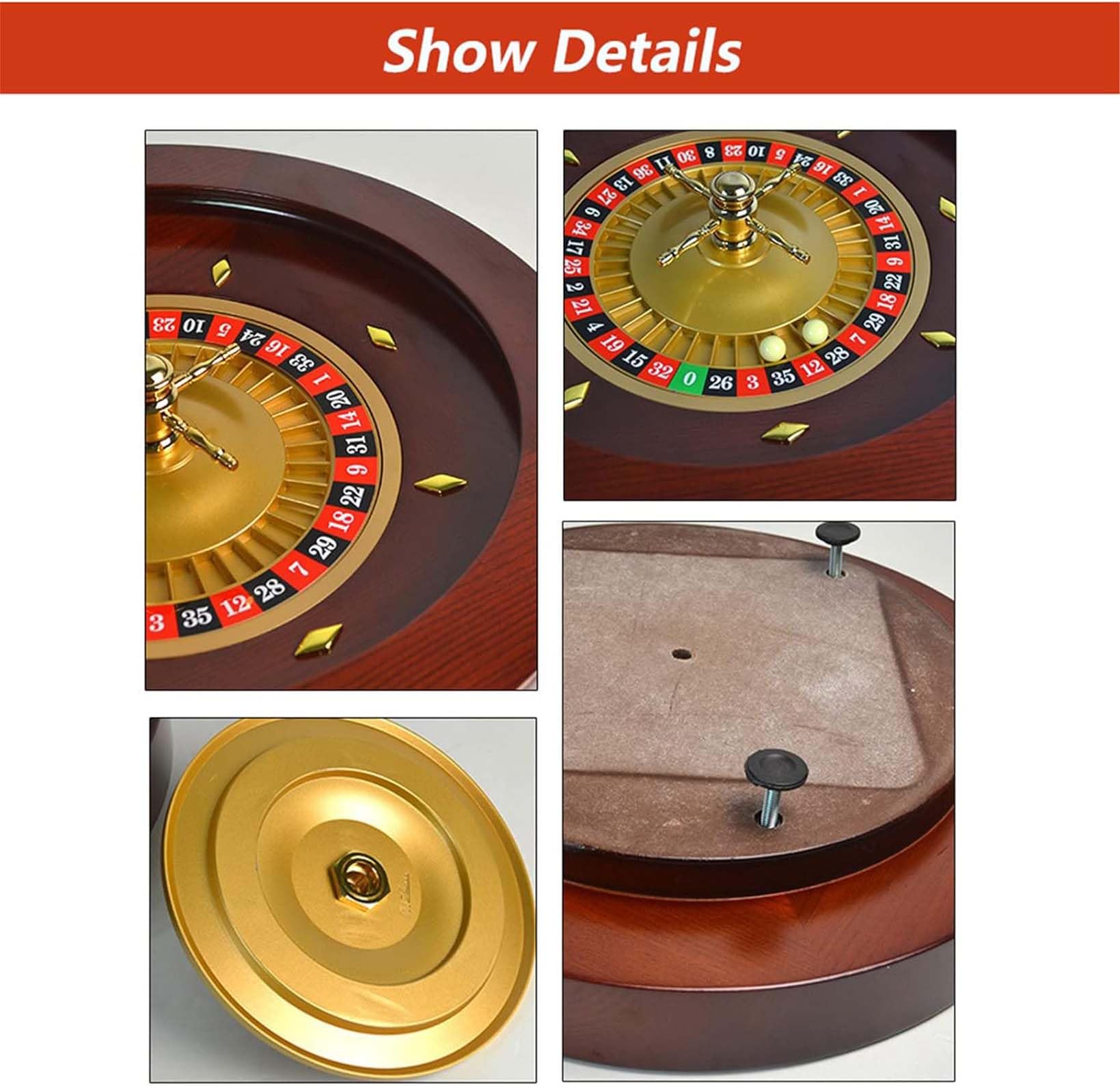 Hölzernes Roulette-Rad Roulette Aus Holz Tischspiel Plattenspieler Roulette Radsatz Roulette Spiel Casino Set Roulette Rad Holz Der Rotor Ist Aus Massivem Aluminium,E