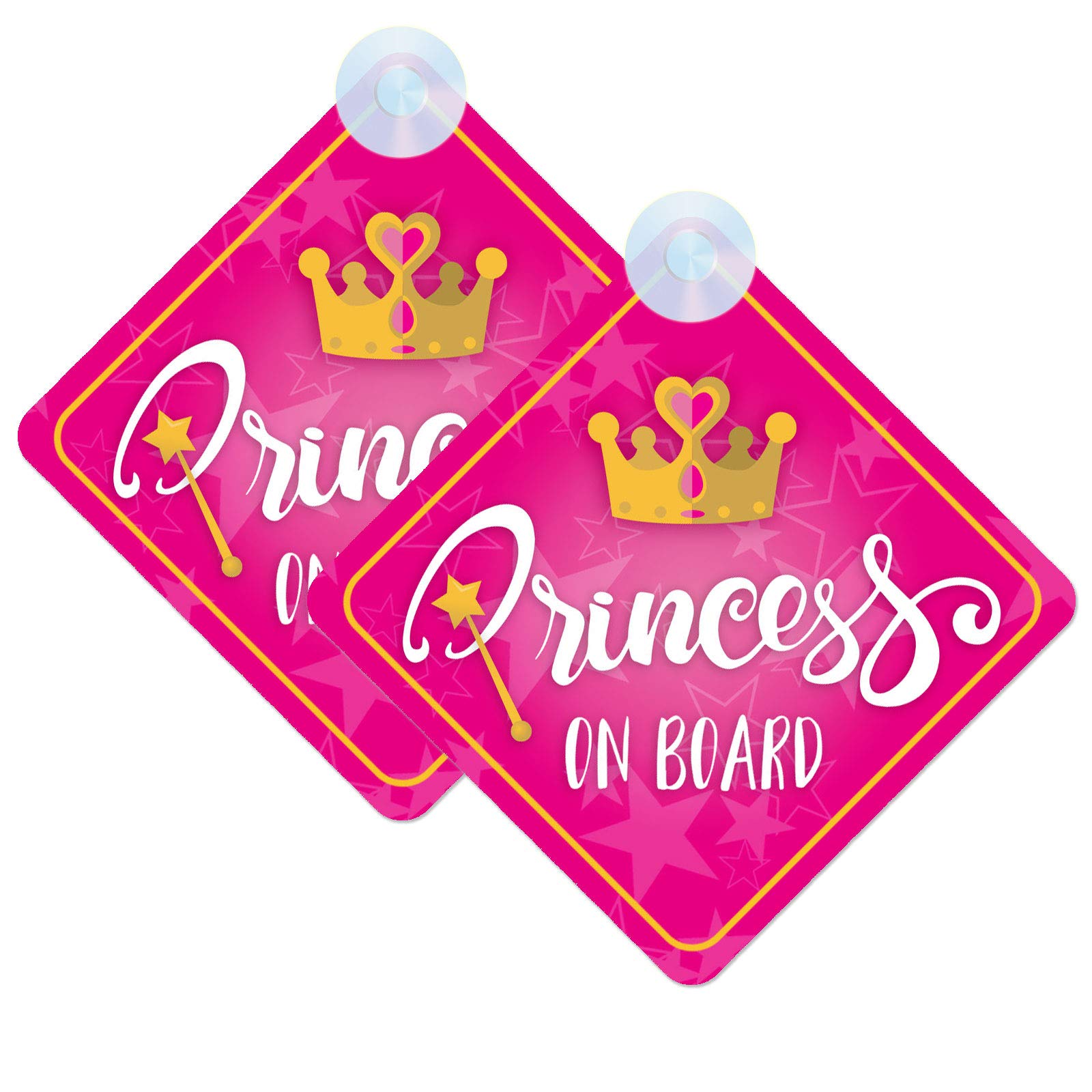 Qg Ltd Girls Pink Princess On Board Twin Pack 2 Car Signs For Children/Baby Non Personalised Character Theme Princess021