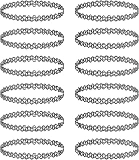 BodyJ4You 12PC Tattoo Choker Necklace - 90s Accessories 2000s Jewelry Y2K Fashion Vintage Trendy - Rainbow Goth Black Pink Green Blue White - Adjustable Stretchy Elastic Necklace Summer Vacation Set