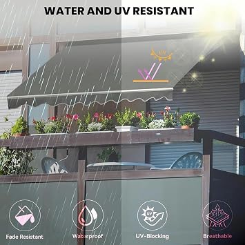 Manual Retractable Awning Awning Retractable Patio awnings Remote sunsetter Manual Door Window Sunshade shelter Outdoor Canopy Exterior Shade carpa(Frame Included )