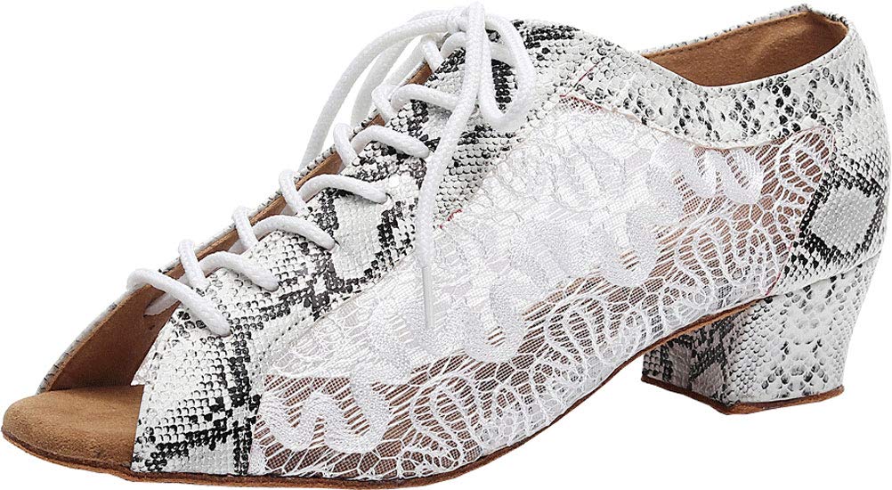 Chaussures de danse tango souples et légères bout ouvert blanc - 8