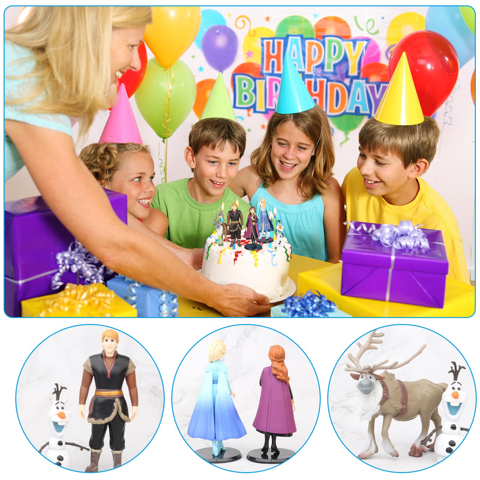5 Figurines Frozen Décorations Gâteau - Elsa Et Personnages - PVC Haut De Qualité - Pour Anniversaire