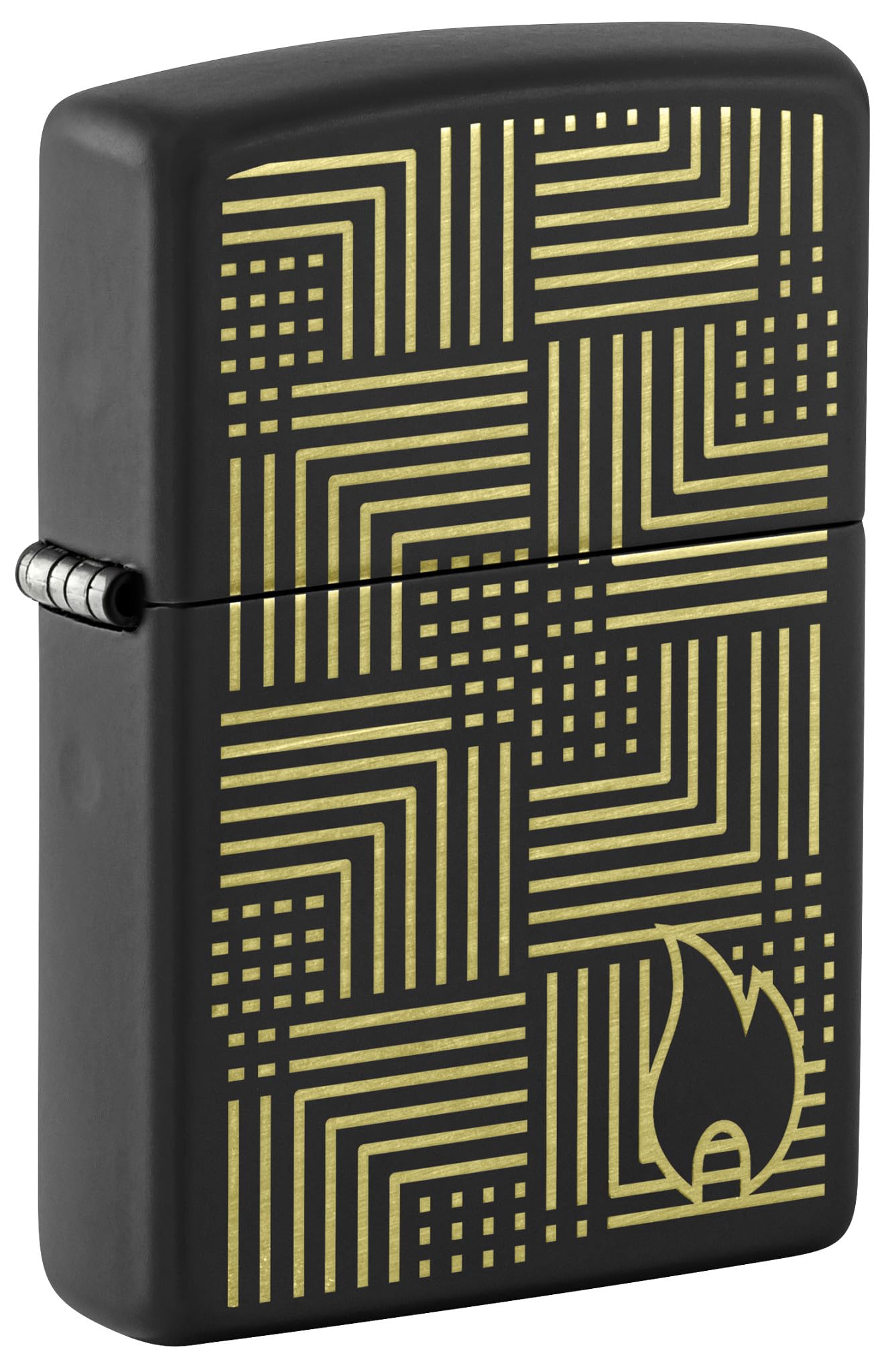 Briquet tempête Zippo noir mat avec gravure laser géométrique de précision