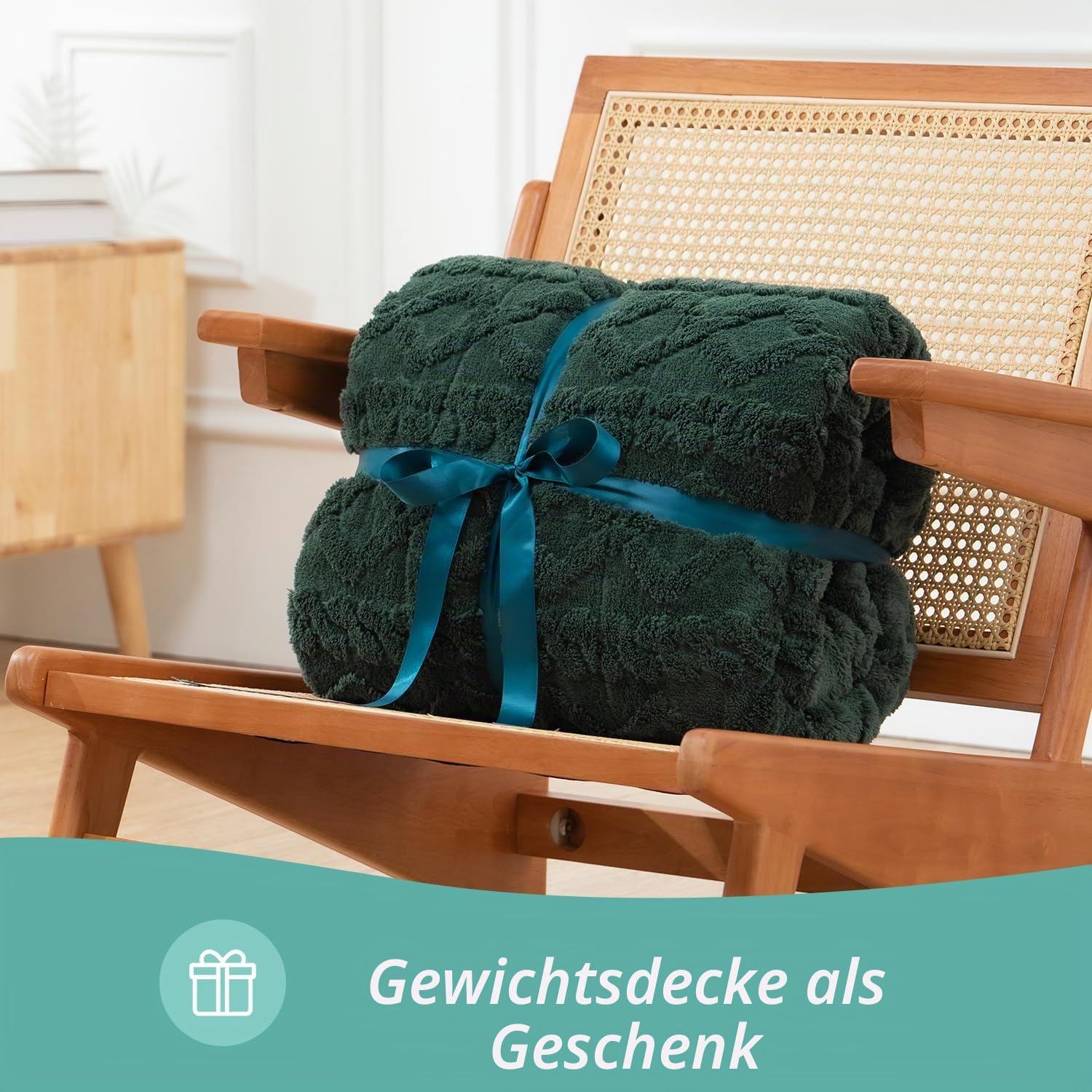 Wemore Gewichtsdecke für Erwachsene, Doppelbettgröße, 9 kg, doppelseitig, weich, flauschig, Jacquard, Sherpa, gewichtete Decken zum Schlafen, gemütliche, flauschige, gestrickte schwere Decke für Couch