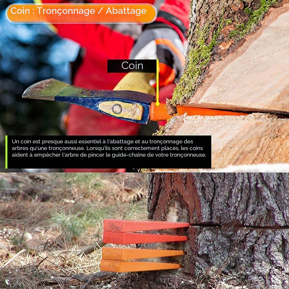 6 Pièces Coin D'abattage Plastique,Coin Abattage,Coin pour Fendre le Bois,Deux de Chaque : 6 Pouces, 8 Pouces et 10 Pouces,Coin Bucheron,Bucheron Materiel pour Couper l'arbre pour la Foresterie
