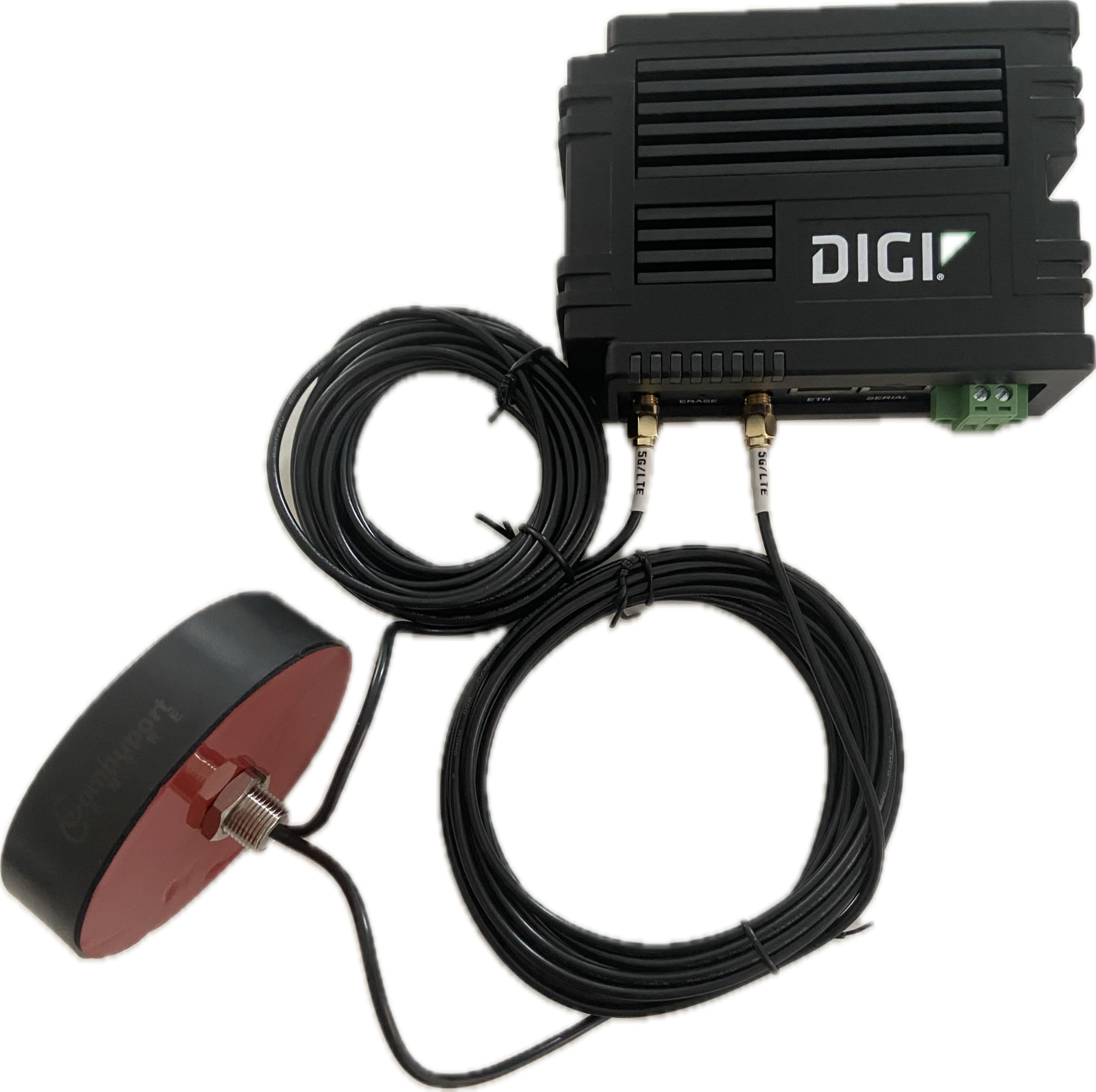 CompuPort 5G LTE MIMO Puck Antenna, Vandal Resistance, Dual-Diversity 2x15ft. Cables with SMA Male connectors, Omni-Directional Compatible with Sierra Wireless, Teltonika, Digi, & Cradlepoint.