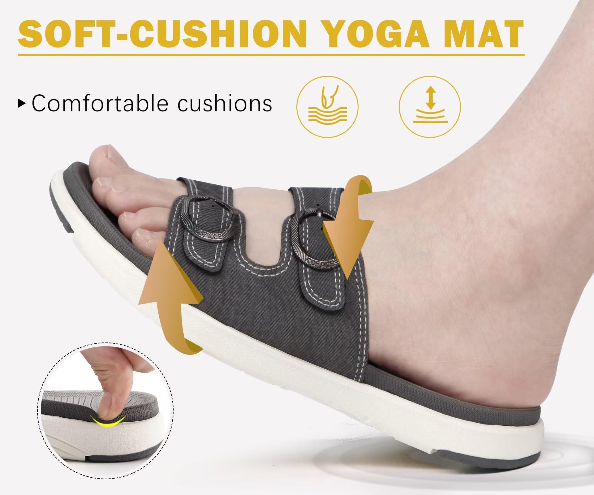 COFACE Sandales Femme Été Mode Orthopedique Slides Avec Support Confortable Plantar Fasciite Léger Sandale De Sangles Réglables