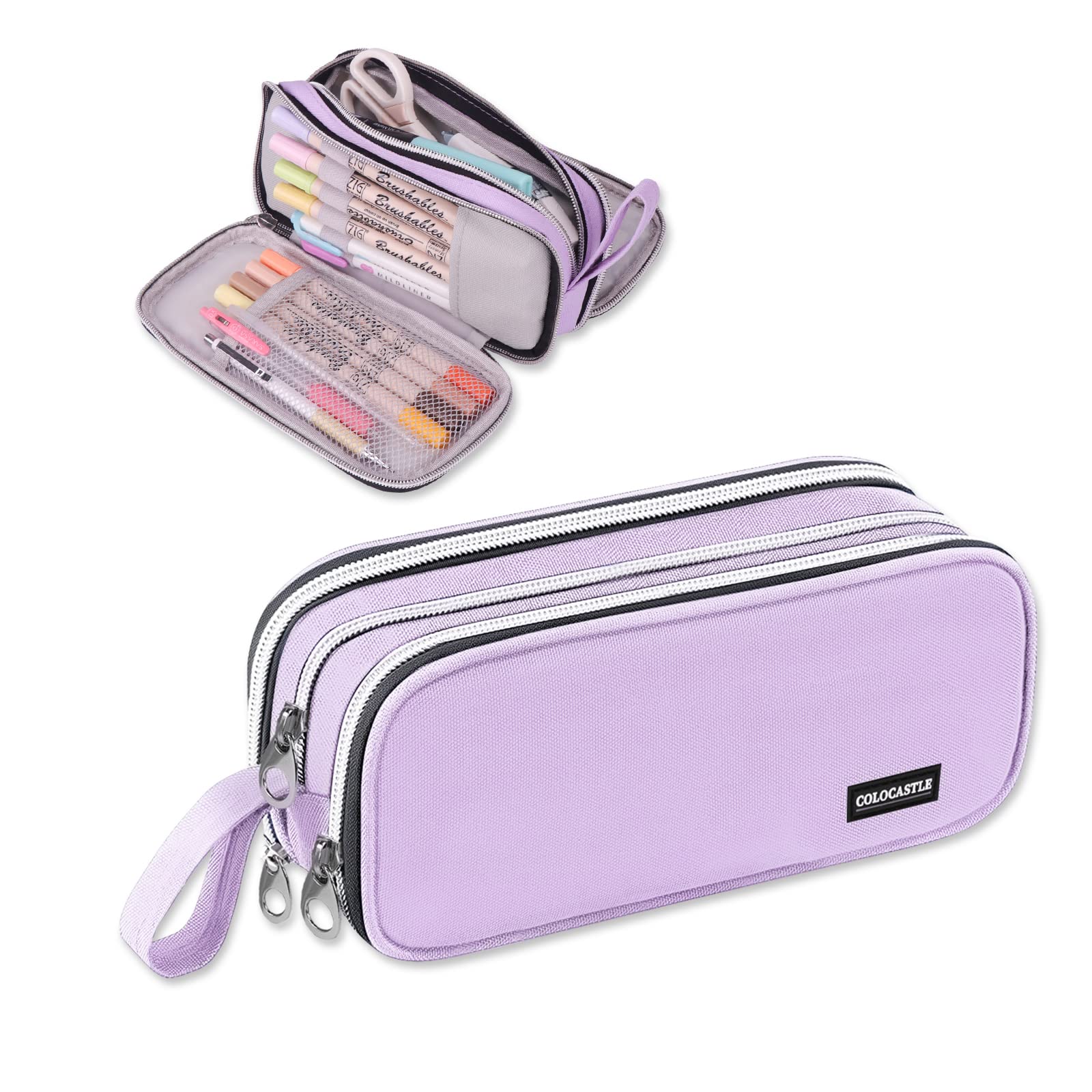 COLOCASTLE Estuche Escolar, Estuche de Lápices de Gran Capacidad, Estuche Escolar con 3 Compartimentos, Estuche Organizador Portalapices para Niñas Niños Adolescentes Estudiantes Adultos