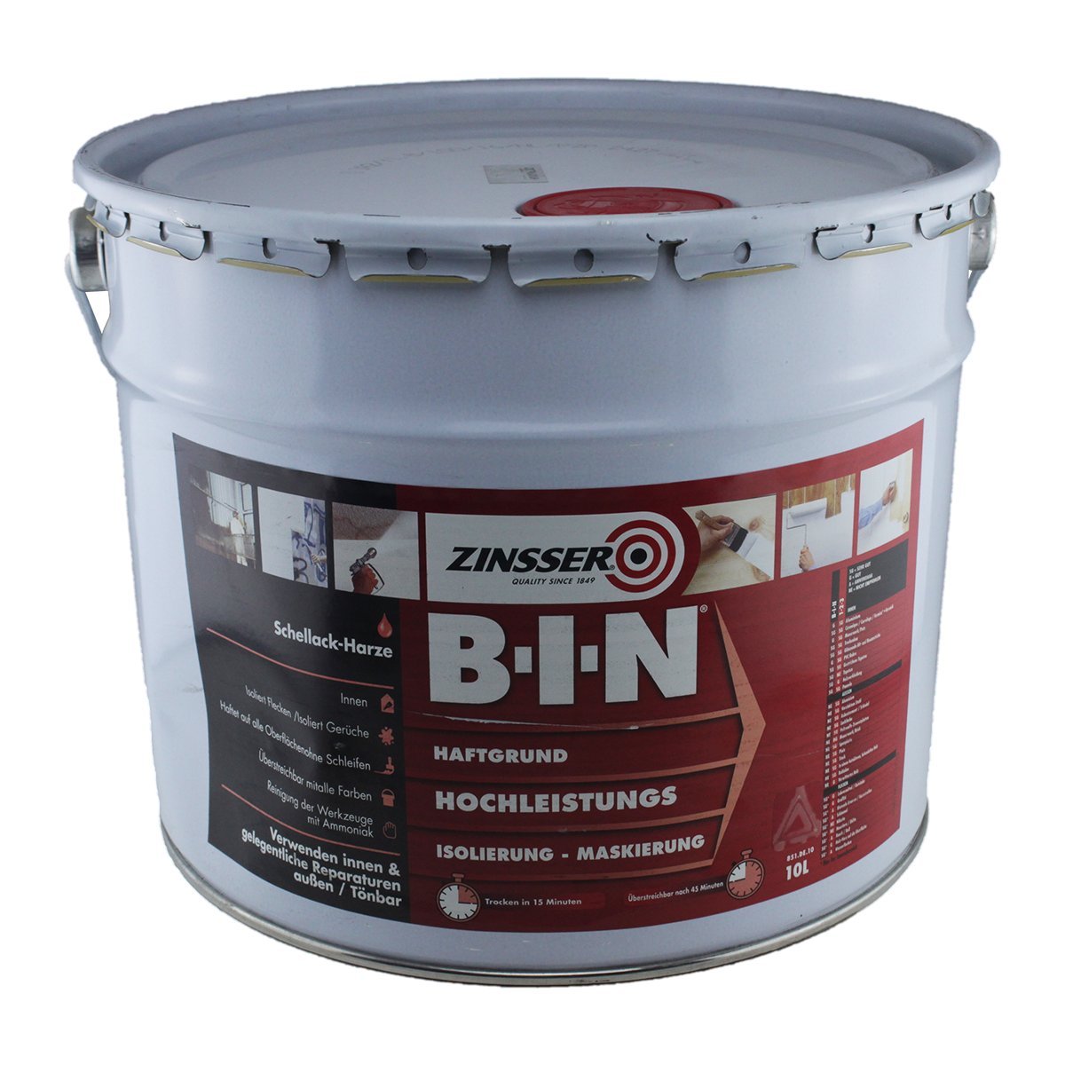 Zinsser B-I-N Primer Sealer Stain Killer Interior/Exterior Brush Paint 10L