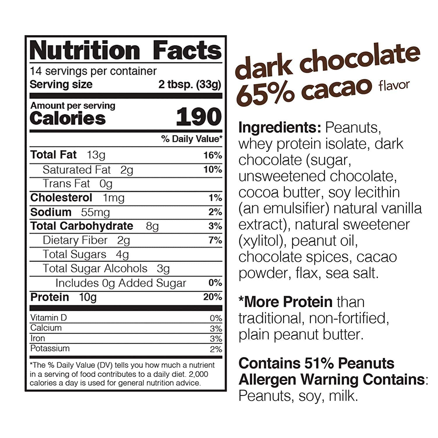 Nuts 'N More Dark Chocolate Peanut Butter Spread, All Natural High Protein Nut Butter Healthy Snack, Omega 3’s and Antioxidants, Low Carb, Low Sugar, Gluten-Free, Non-GMO, no preservatives,16 oz Jar