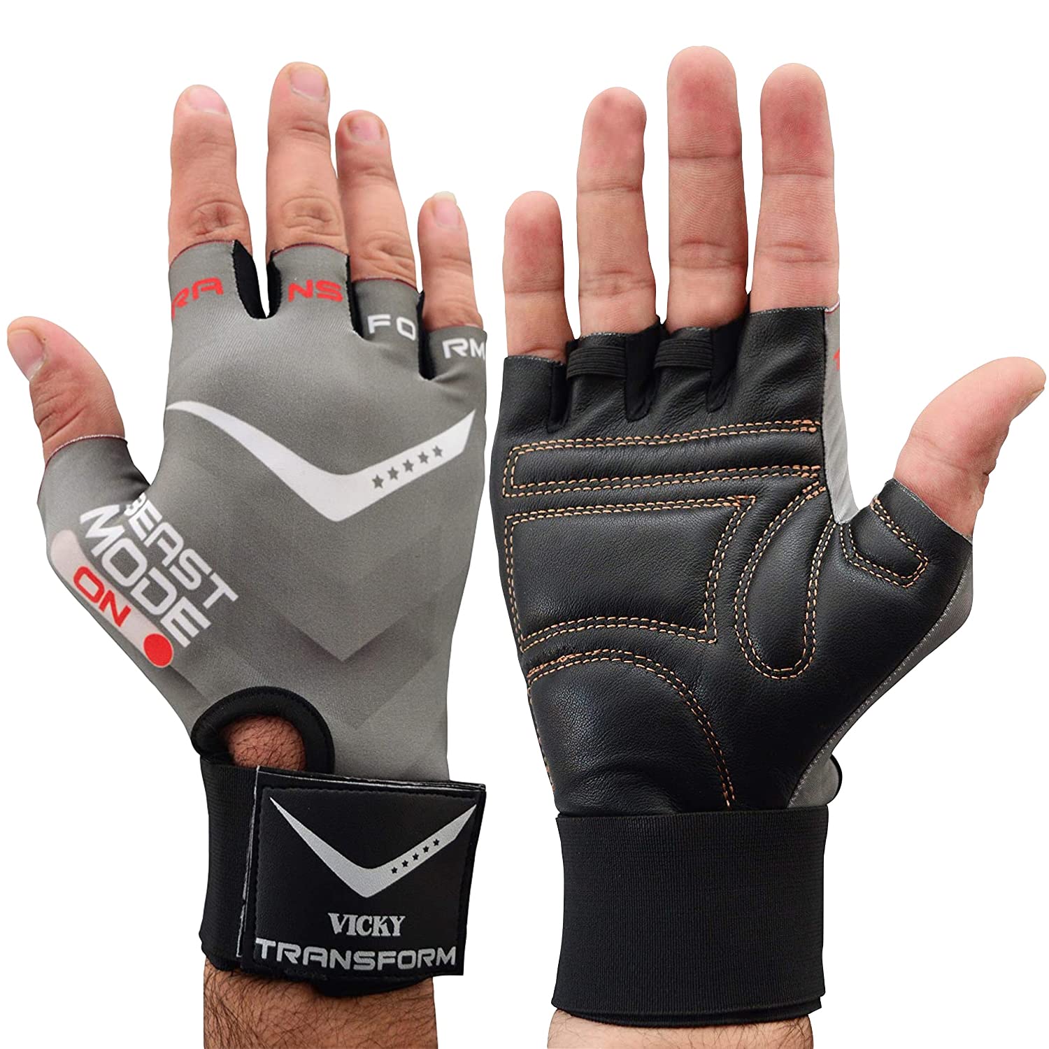Vicky Transform Attack Gym Gloves Non-Slip Wrist Support Full Palm Protection Weightlifting Training Fitness for Men & Boys (S, Grey) (B088KPYGRQ) Amazon Price History, Amazon Price Tracker