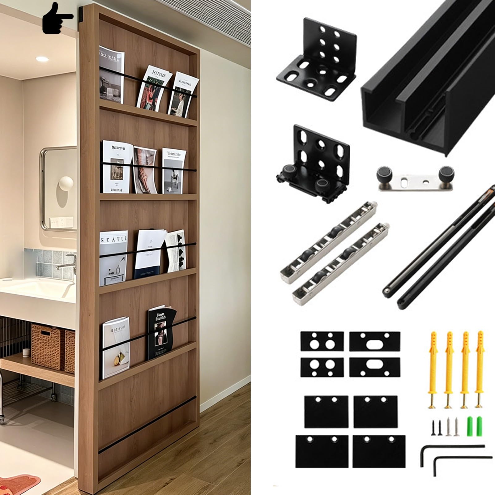Viiguiy One Color 24 36 48 60 In Hidden Sliding Door Track, Invisible Aluminum Slide Door Track Set For Bathroom Brdroom, Quietly Glide Door Rail With Hardware(40In/102Cm)