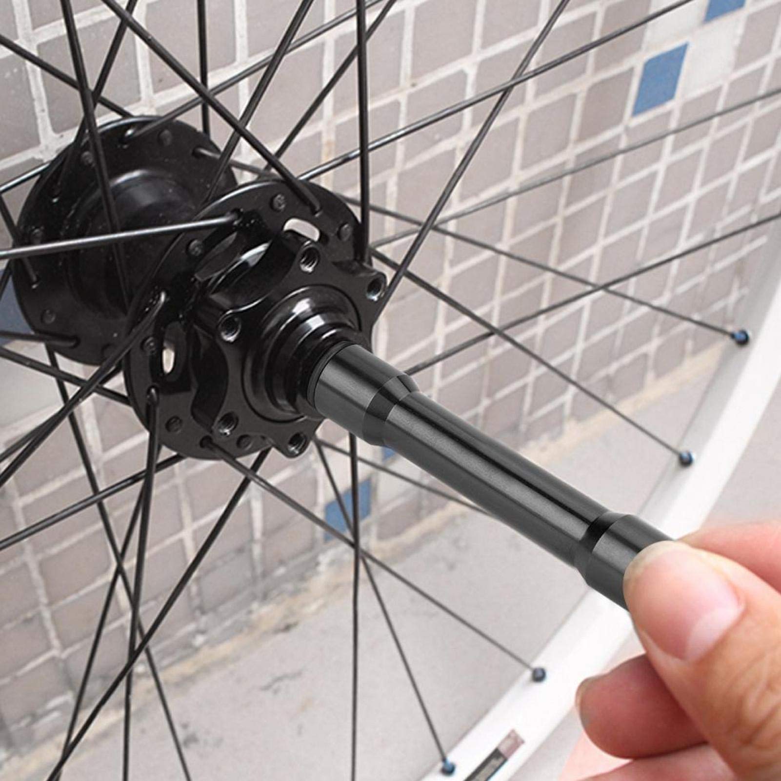 Alomejor Adapter piasty rowerowej, oś przelotowa, 15 mm do 9 mm, uniwersalny zestaw do konwersji piast do rowerów górskich, szosowych, zestaw do konwersji szpikulca