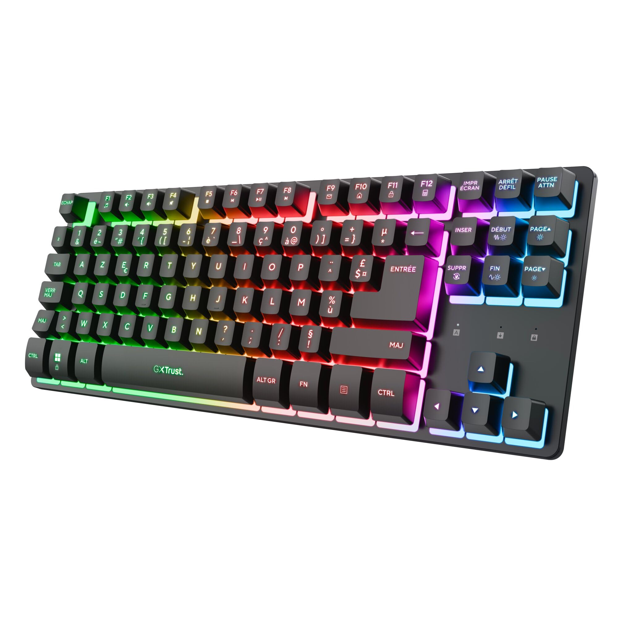 GXTrust Dothix Clavier sans Fil TKL 80%, Layout AZERTY Français, Noir | Éclairage RGB LED, Clavier Gamer Rechargeable 2.4GHz, Batterie 420 Heures pour Windows, Mac, PC, Ordinateur