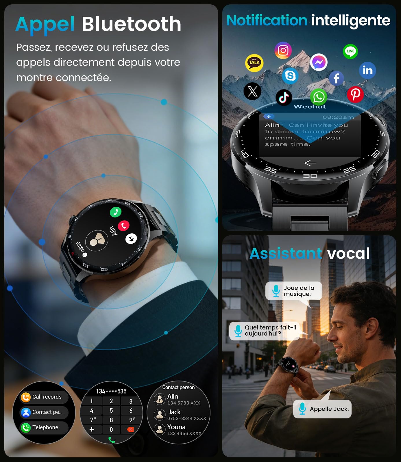 Montre Connectée Homme avec Appel Bluetooth 800mAh Batterie, 1.73" HD Écran Smartwatch avec 24/7 Fréquence Cardiaque, Sommeil, SpO2,110+ Modes Sportifs,IP68 Étanche Android iOS