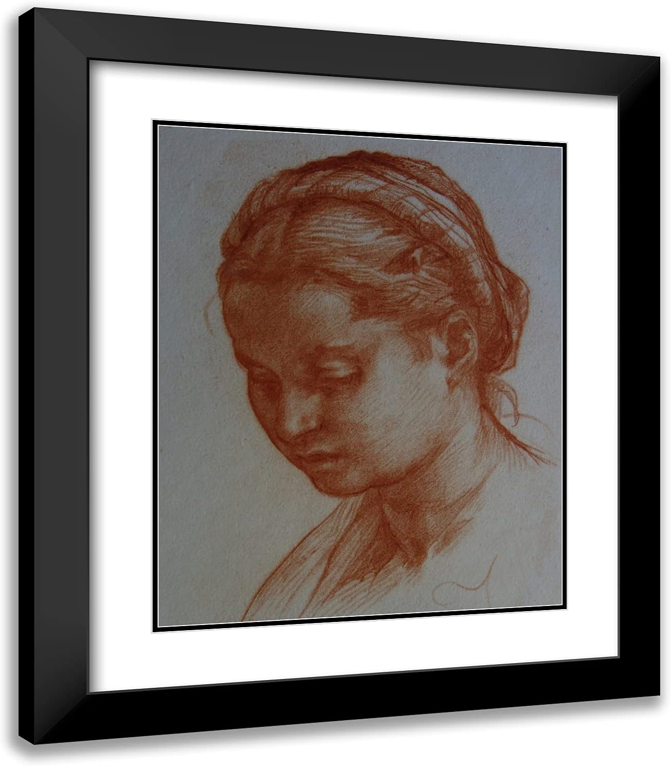 ArtDirect Del Sarto, Andrea 20x23 Black Ornate Framed Art Print with Double Matting Titled: Portrait of Female