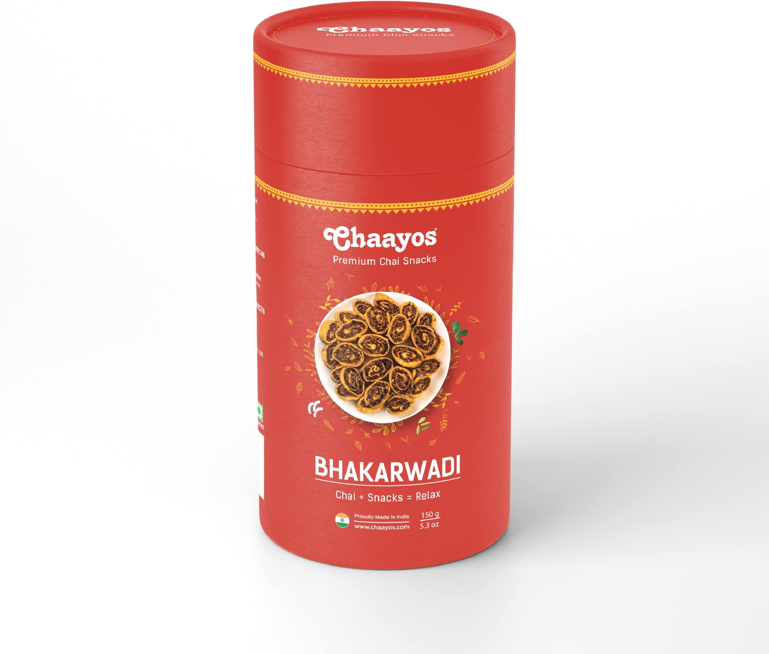 Chaayos Bhakarwadi Fresh, 150 Gm Pack|Chai Time Snack|Ready To Eat Bhakarwadi Snacks|Mini Bhakarwadi|Indian Namkeen Nashta|Authentic Regional Preparation|Traditional Indian Snacks|Party Snacks