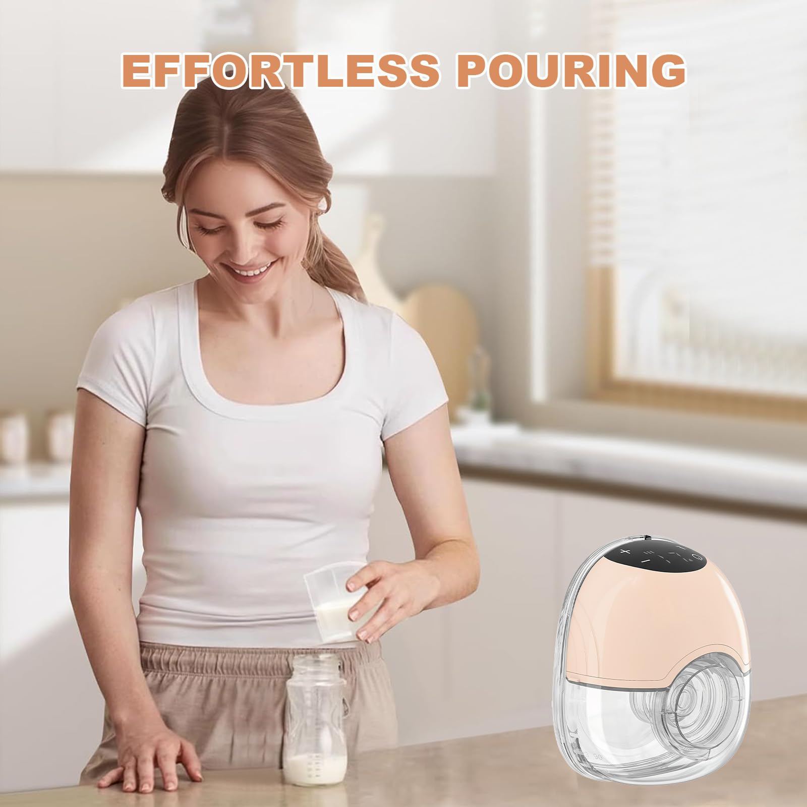 TOPCHANCES Touchscreen Milchpumpe Elektrisch Freihändig,Tragbar Breast Pump mit 4 Modi und 12 Saugstufen 17/19/21/24mm komfortabler Flansch,Doppelt Abgedichteter mit Ersatzzubehör im Lieferumfang,Rosa