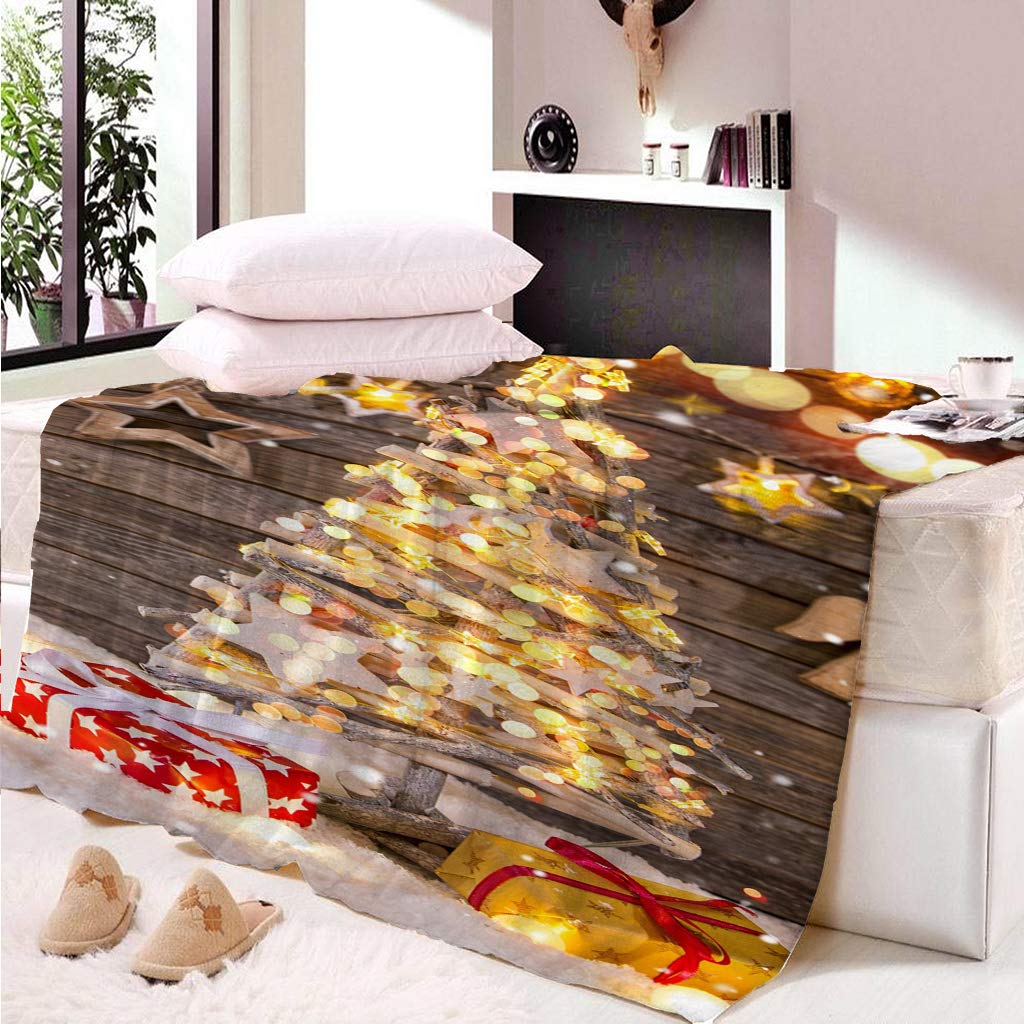 Coperta Di Flanella Letto Matrimoniale Invernale 180X200Cm Coperta Pile In Microfibra Morbida Pelosa Calda Copriletto Per Divano/Bambini Camere Da Letto, Decorazione Delle Luci Di Natale Motivo