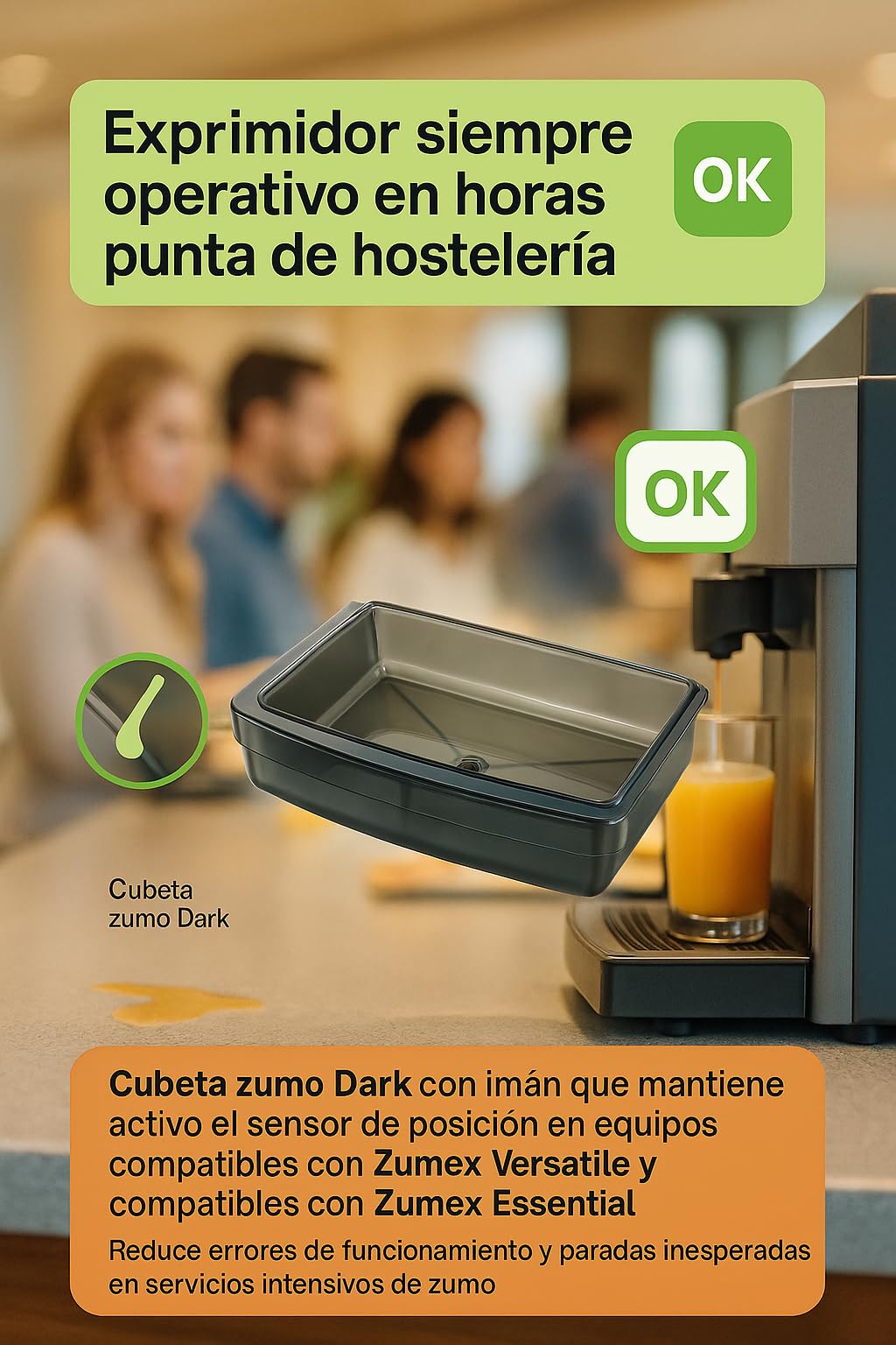 CubetasGastronorm ® Cubeta Zumo Dark Versatile Essential S3300940:00 Recambio Con Iman Compatible Con Zumex Versatile Essential Bandeja Recoleccion Jugo Exprimidor Profesional Hosteleria Bar Cafe