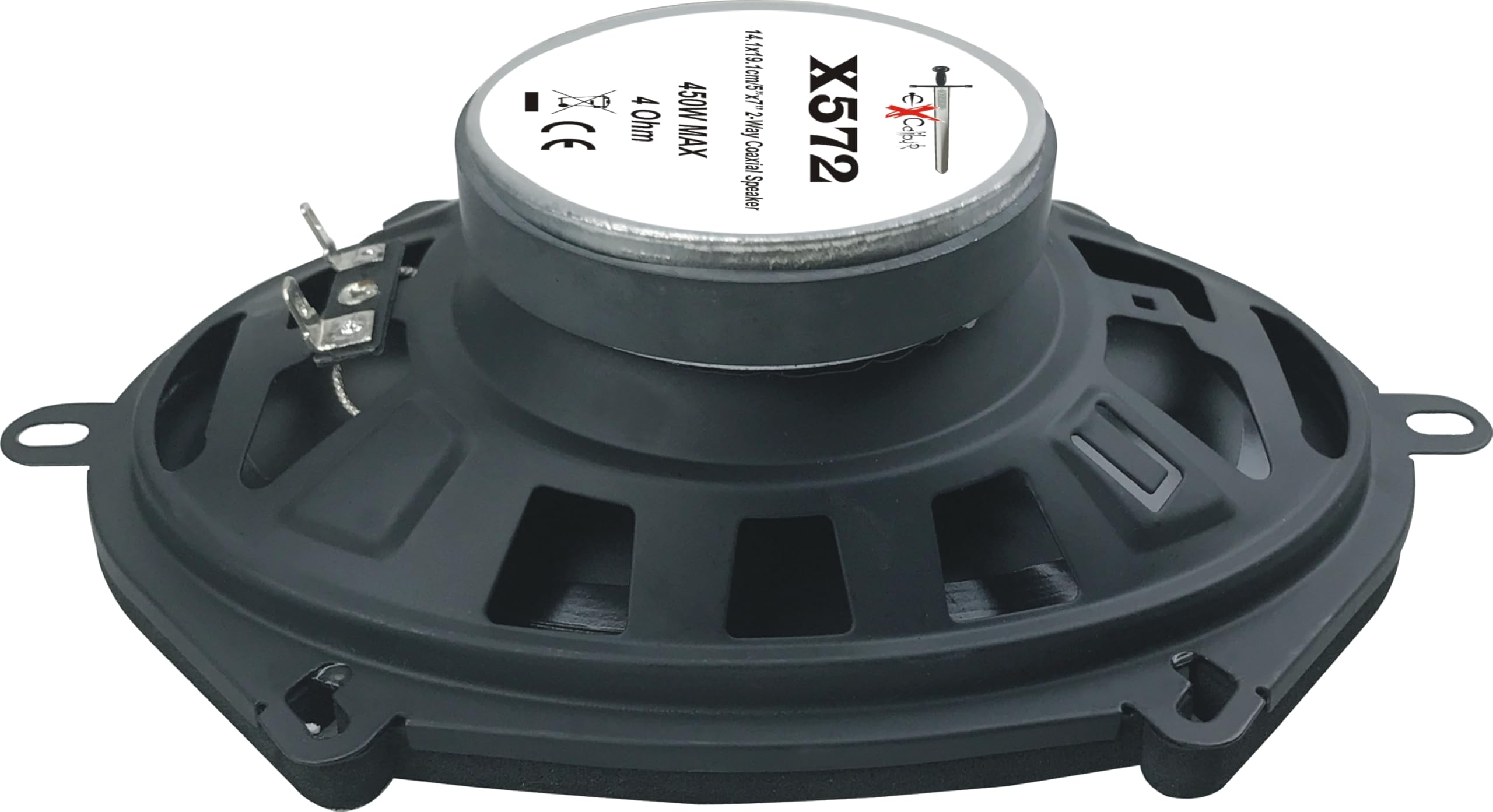 Excalibur X572 Coppia Altoparlanti Auto 2 Vie Coassiali 5x7 Pollici 450W Picco 80W RMS Frequenza 105Hz-20kHz Sensibilità 87dB Impedenza 4Ohm Kit Casse Ovali per Upgrade Sistema Audio Custom Veicoli
