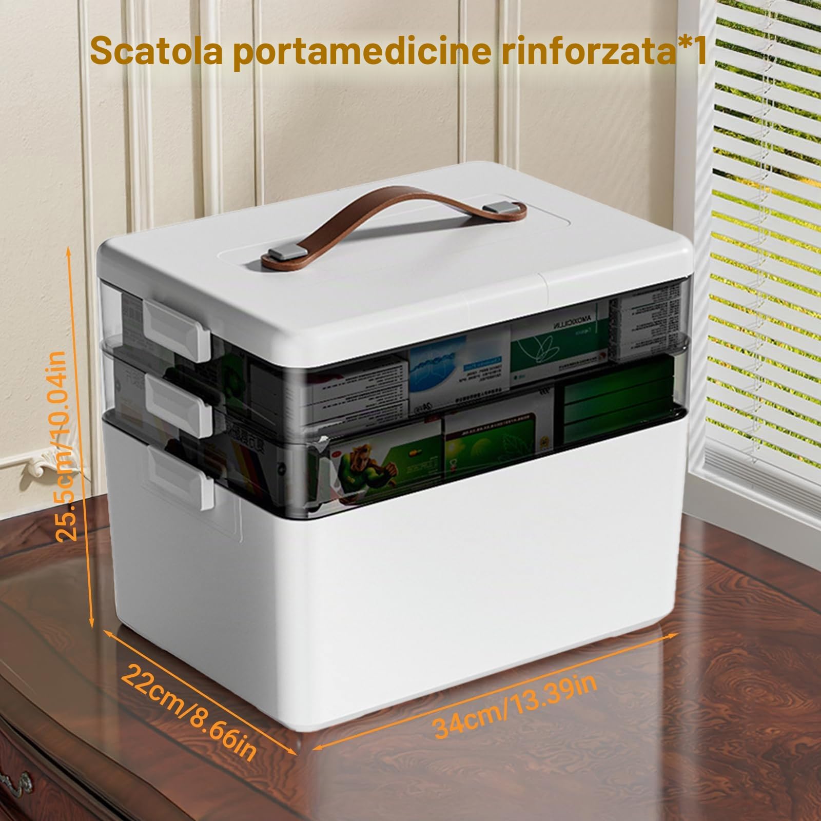 Scatola Medicinali 3 livelli Porta Pillole Viaggio Medicine Casa Contenitore di Pronto Soccorso con 7 Giorni e 4 Volte al Giorno, Organizer Medicinali Multi Griglia per la casa, all'aper