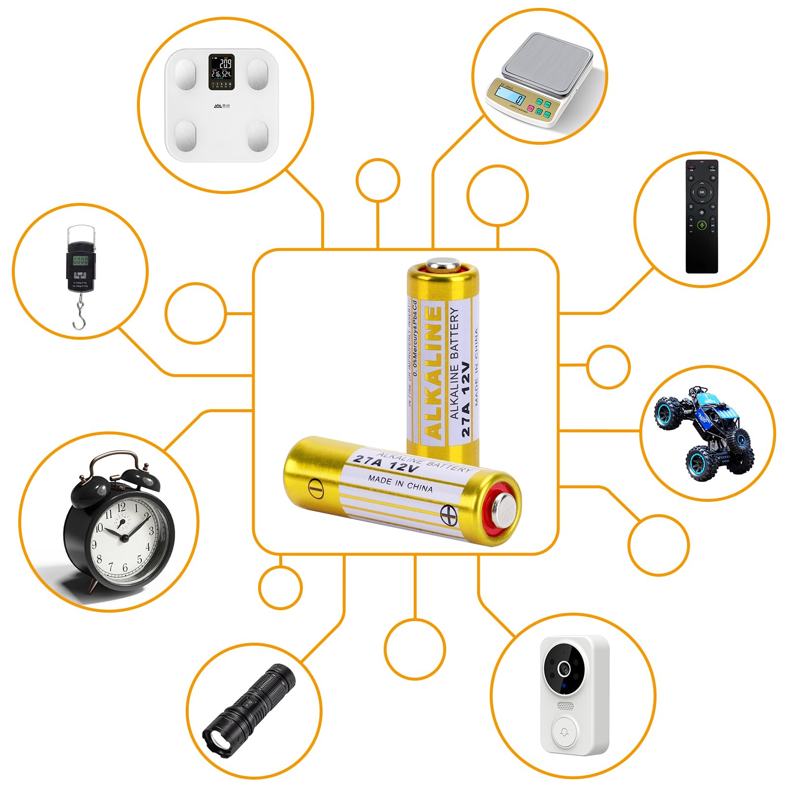 Lot de 5 piles alcalines A27 27 A 12 V pour télécommande