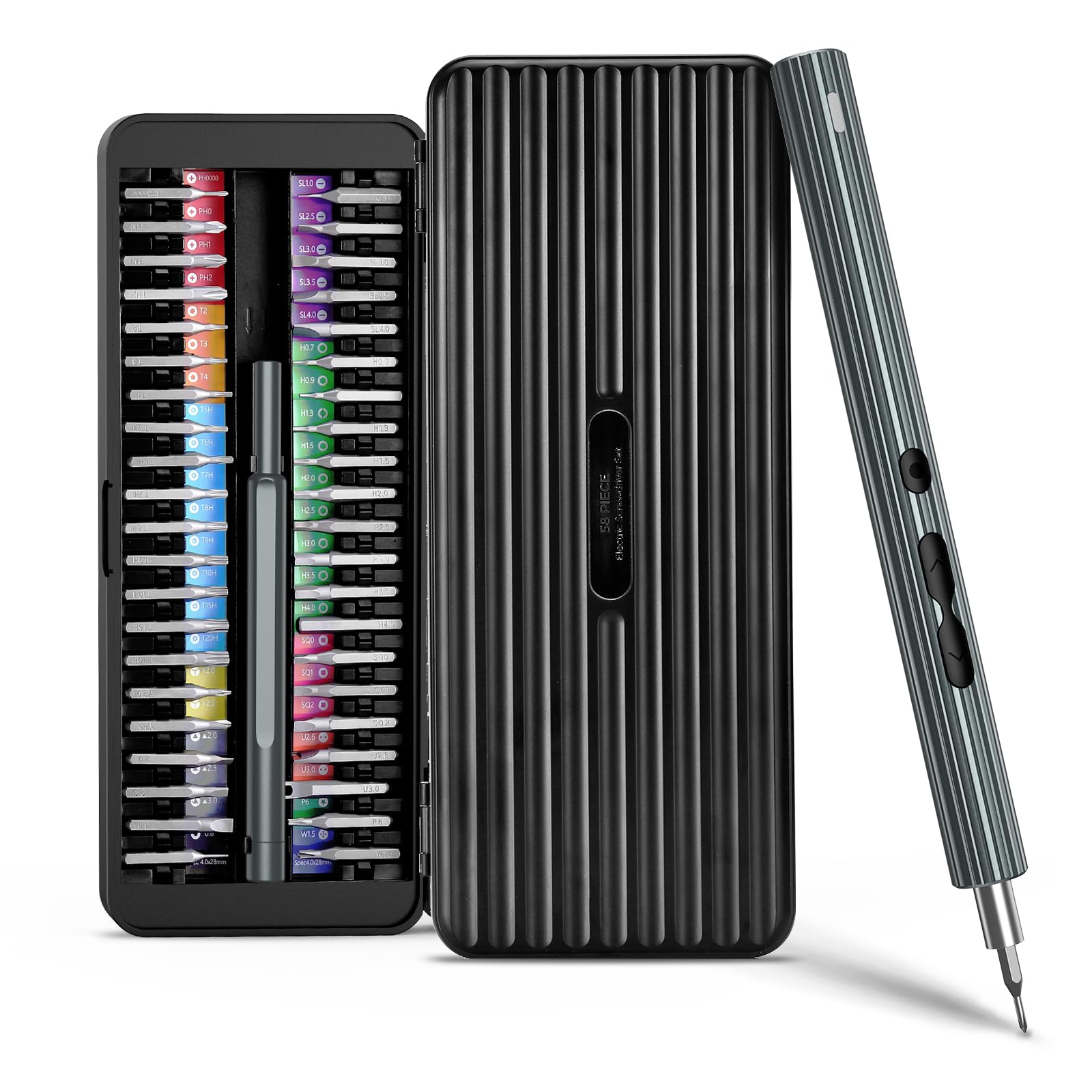 ORIA Electric Precision Screwdrivers Cordless, 58 in 1 Mini Electric Precision Screwdriver Set with 50 PCS S2 Bits, Rechargeable Repair Tool Kit with LED Lights for Watches, Laptops, Phone