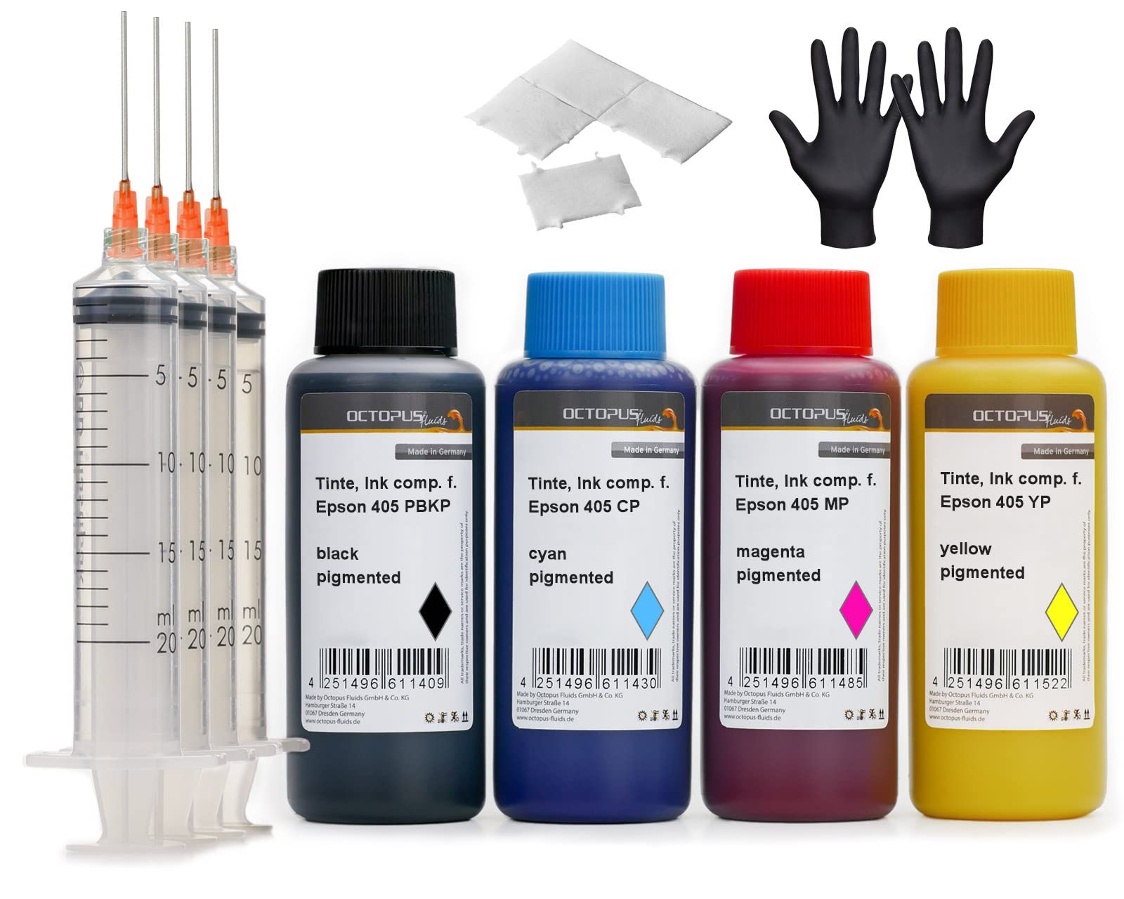 Octopus Fluids Tintenset kompatibel mit Epson 405, 4 x 100 ml