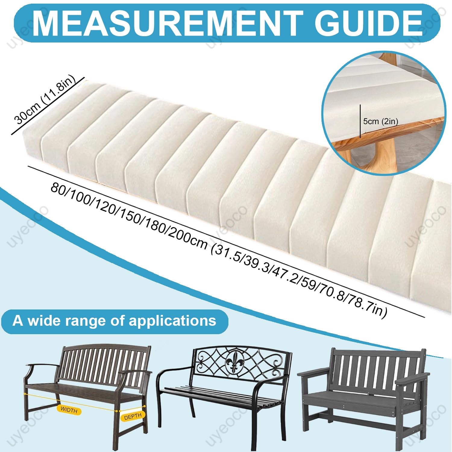 Cuscino per panca personalizzato, per interni/esterni, 130 x 40 x 5 cm, rimovibile, per divano, giardino, altalena, balcone, patio e pallet (grigio), perfetto per comfort e stile