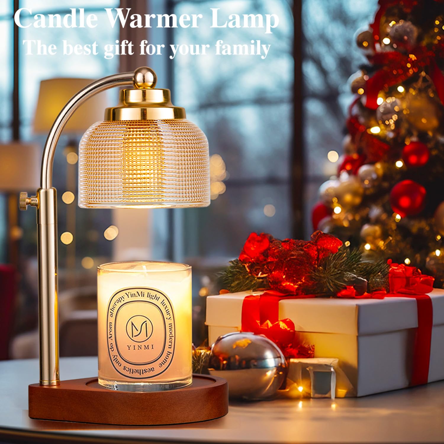 Lámpara calentadora de velas con temporizador y regulador, altura ajustable, aroma en cuestión de minutos, el mejor regalo para mujeres y madres, calentador de cera para velas en tarro con 2 bombillas