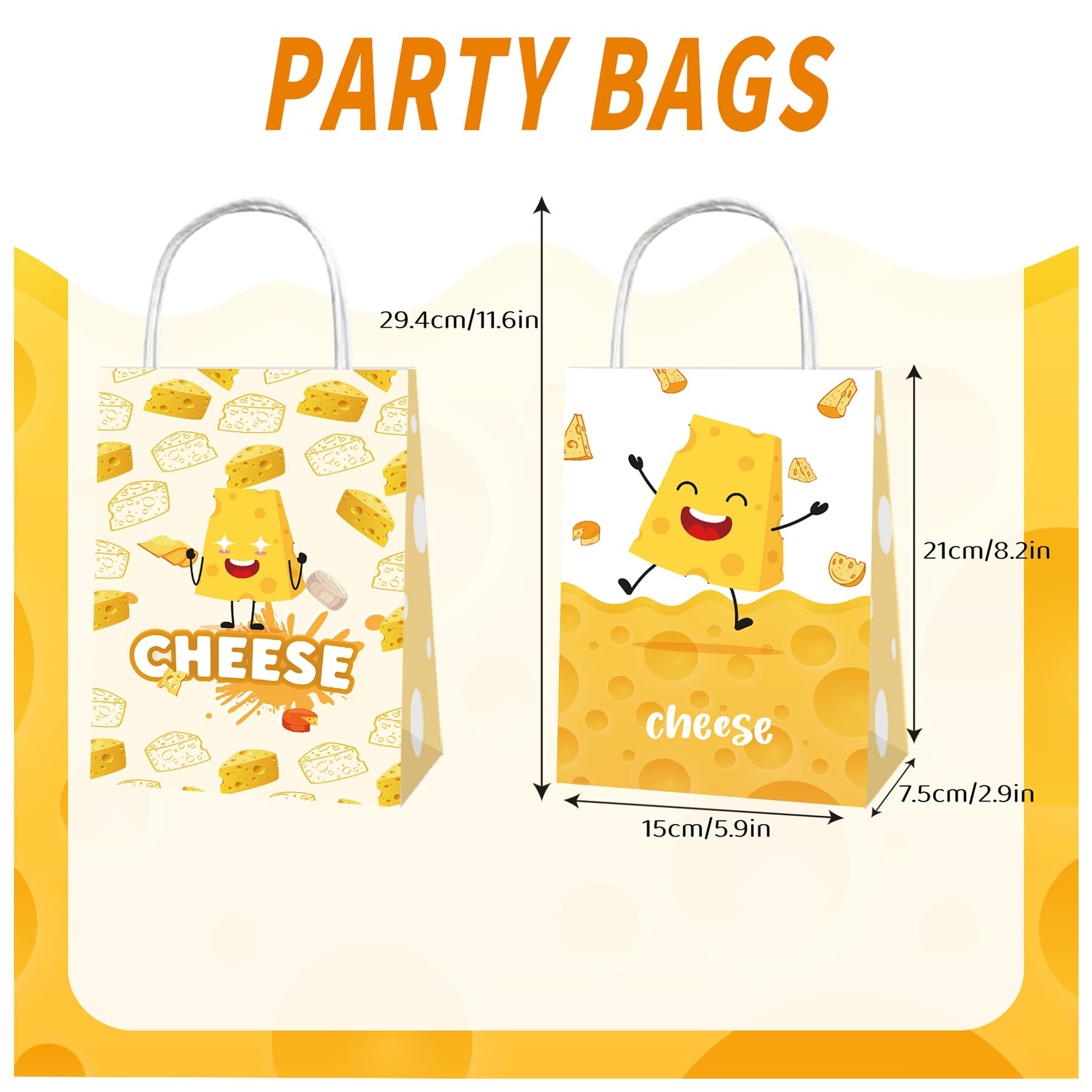 YYDLKAF 12 sacchetti per feste di formaggio con manici, decorazioni per feste di formaggio, sacchetti regalo per formaggi, sacchetti regalo