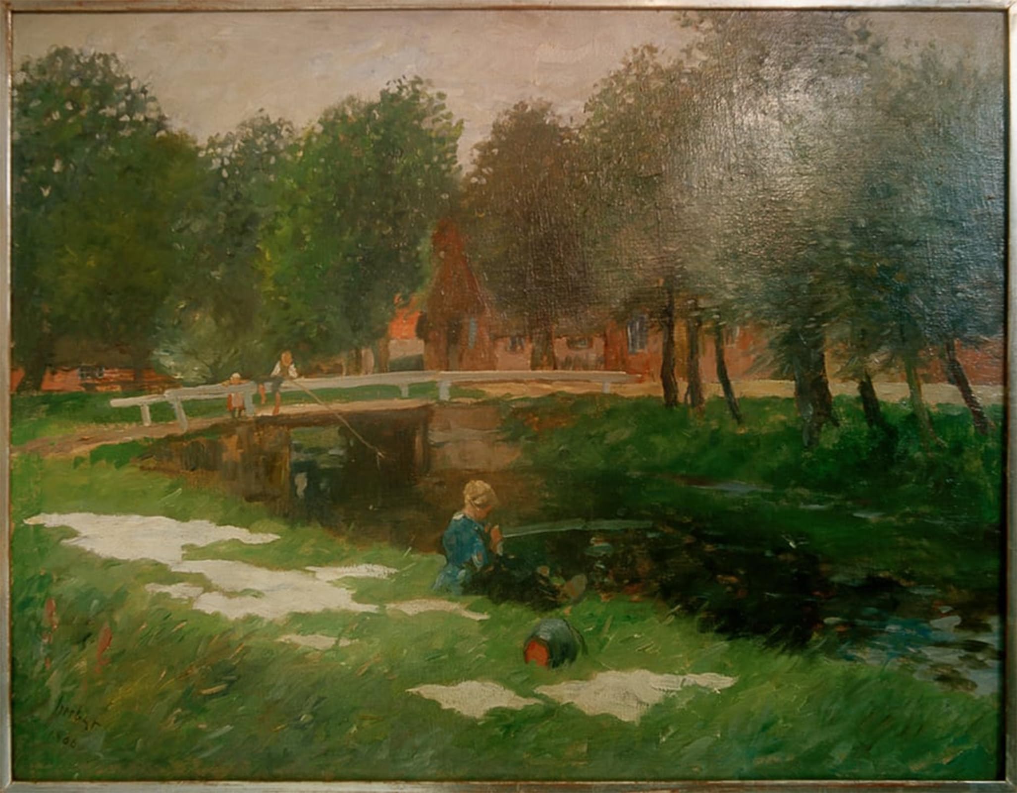 SERENDIPITP Retro Picture Poster Wall Art Pictures Painting Laundry Bleach At the Canal by Ludwig Herbst Wall Art Canvas Print for Wall Decor 60x90cm