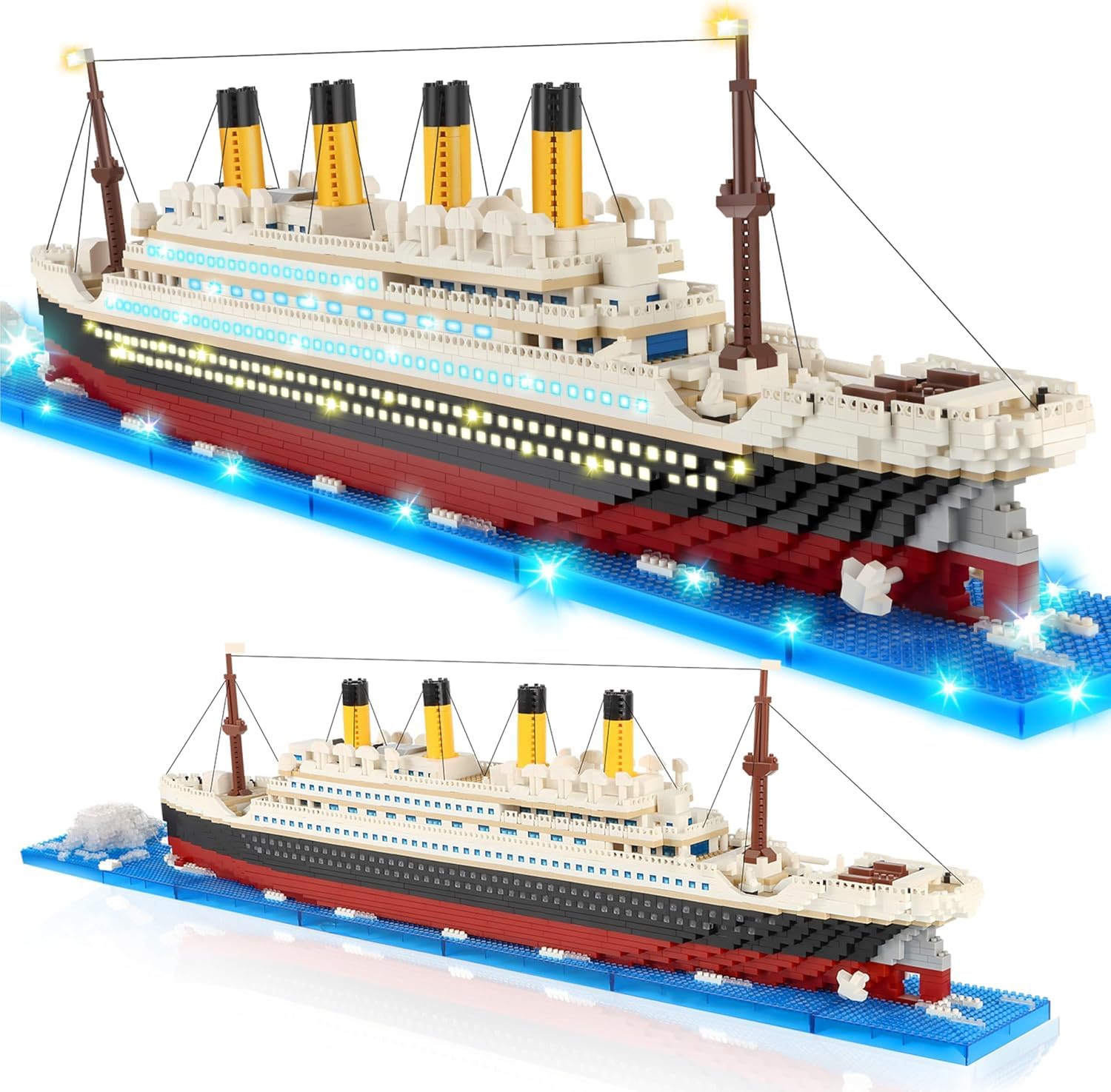 JONRRYIN Kit de construcción con iluminación LED, kit de modelismo Titanic, kit de maqueta de barco, regalo para niños de 6 a 12 años y adultos (para niños y niñas)