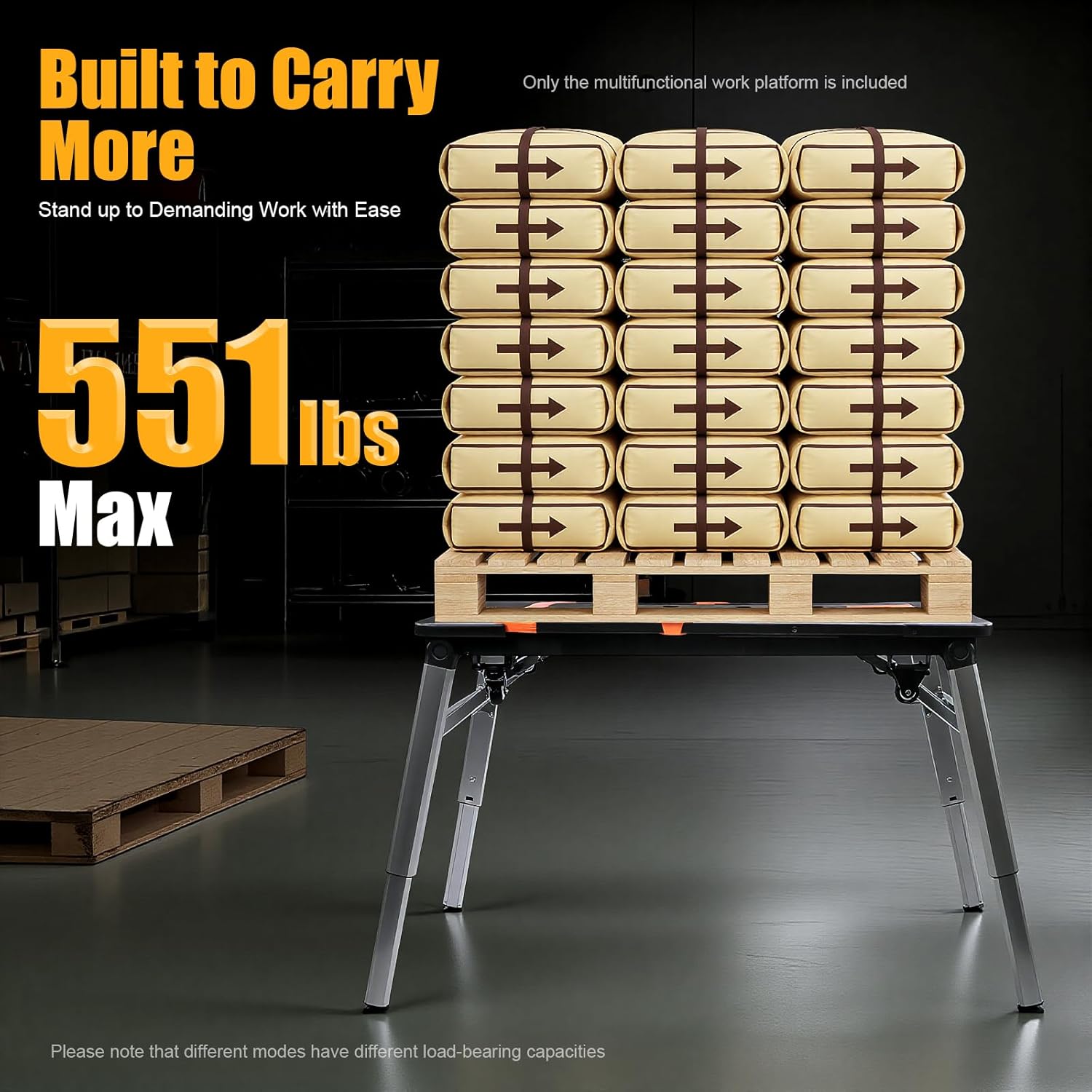 7-in-1 Workbench, Multifunctional Work Platform, Multifunction Workbench,Adjustable Height Tool Tray & Toolbox for DIY, Auto Repair, Construction – Portable Workstation Sawhorse Scaffold