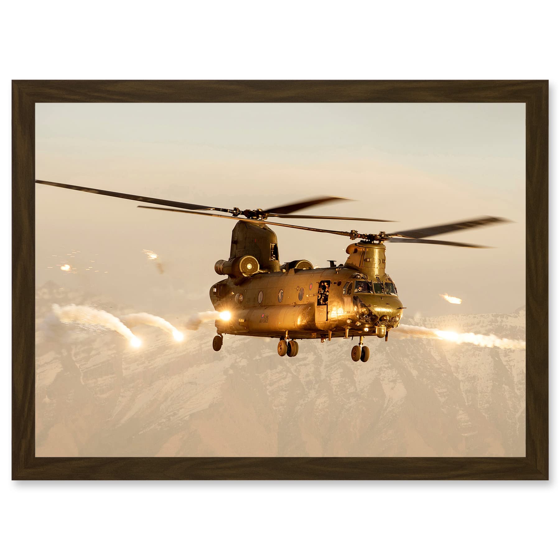 Artery8 Goddard Military UK RAF Chinook Helicopter Photo Artwork Framed Wall Art Print A4